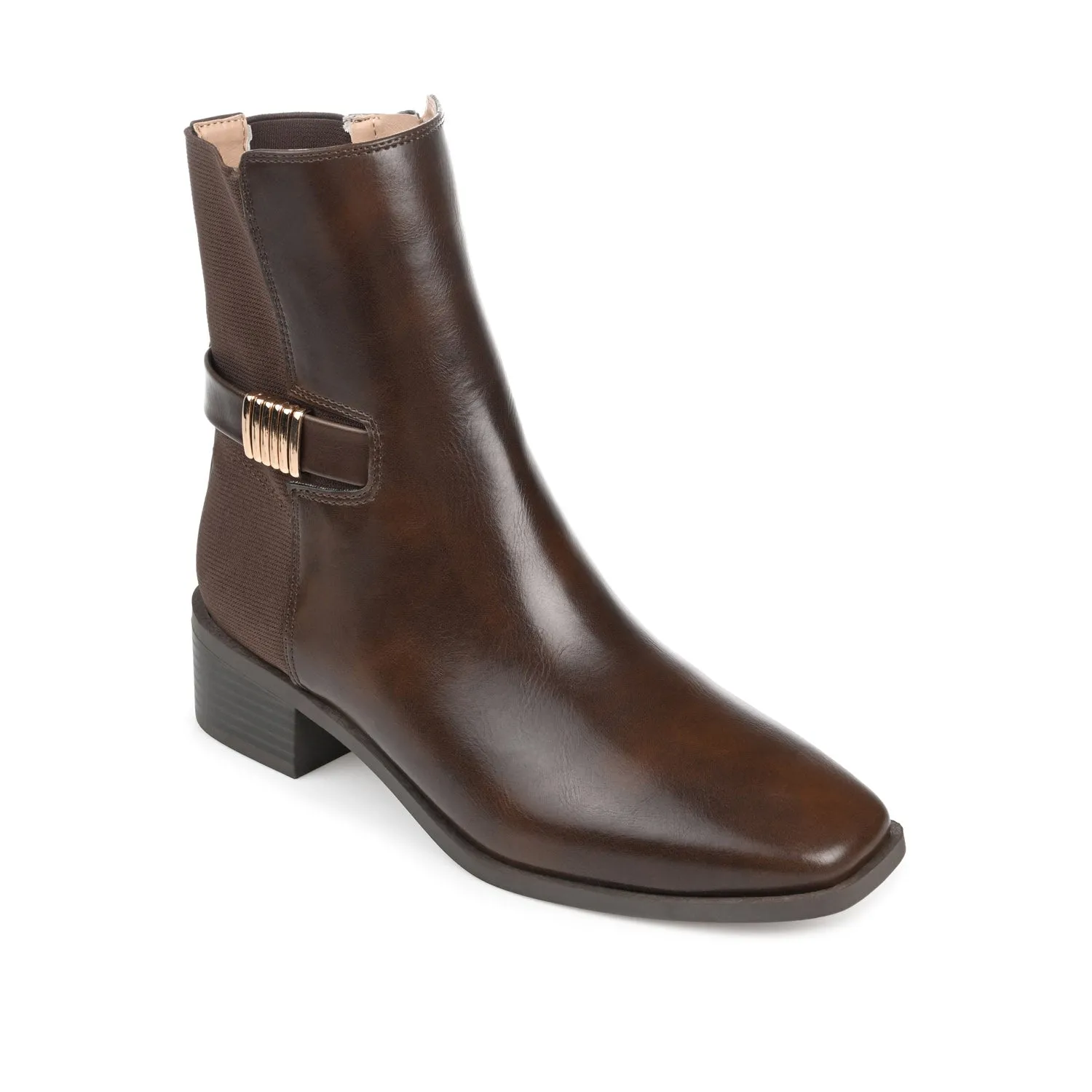 AUBRIE SQUARE TOE BOOTIES IN FAUX LEATHER suede touch