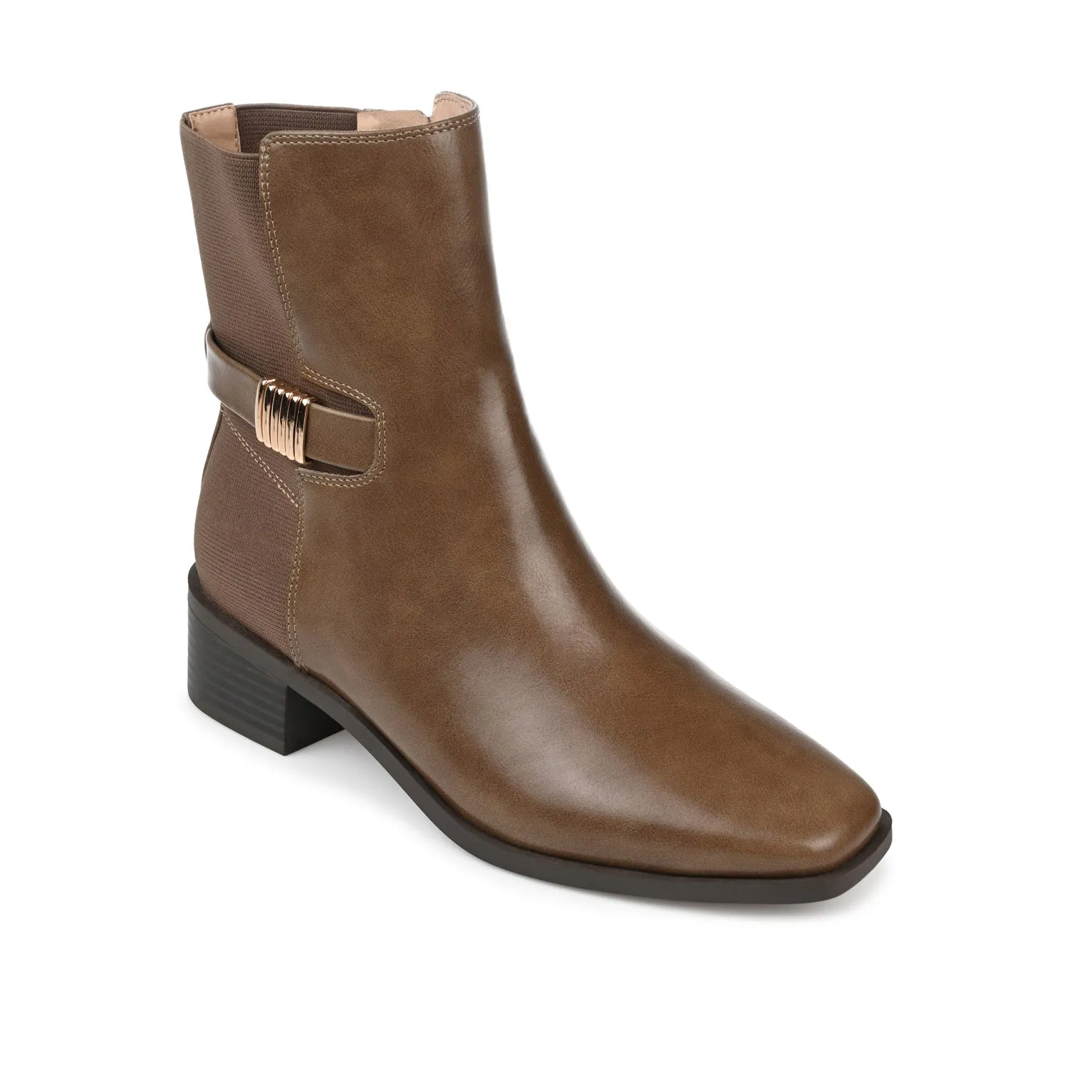AUBRIE SQUARE TOE BOOTIES IN FAUX LEATHER suede touch
