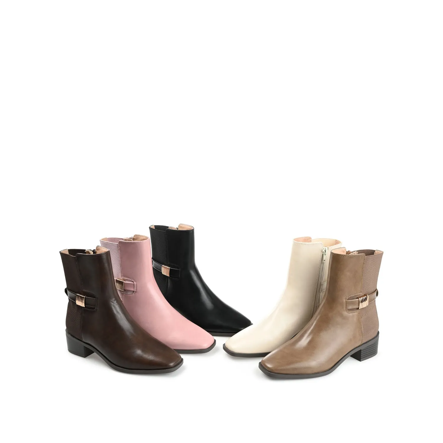 AUBRIE SQUARE TOE BOOTIES IN FAUX LEATHER suede touch