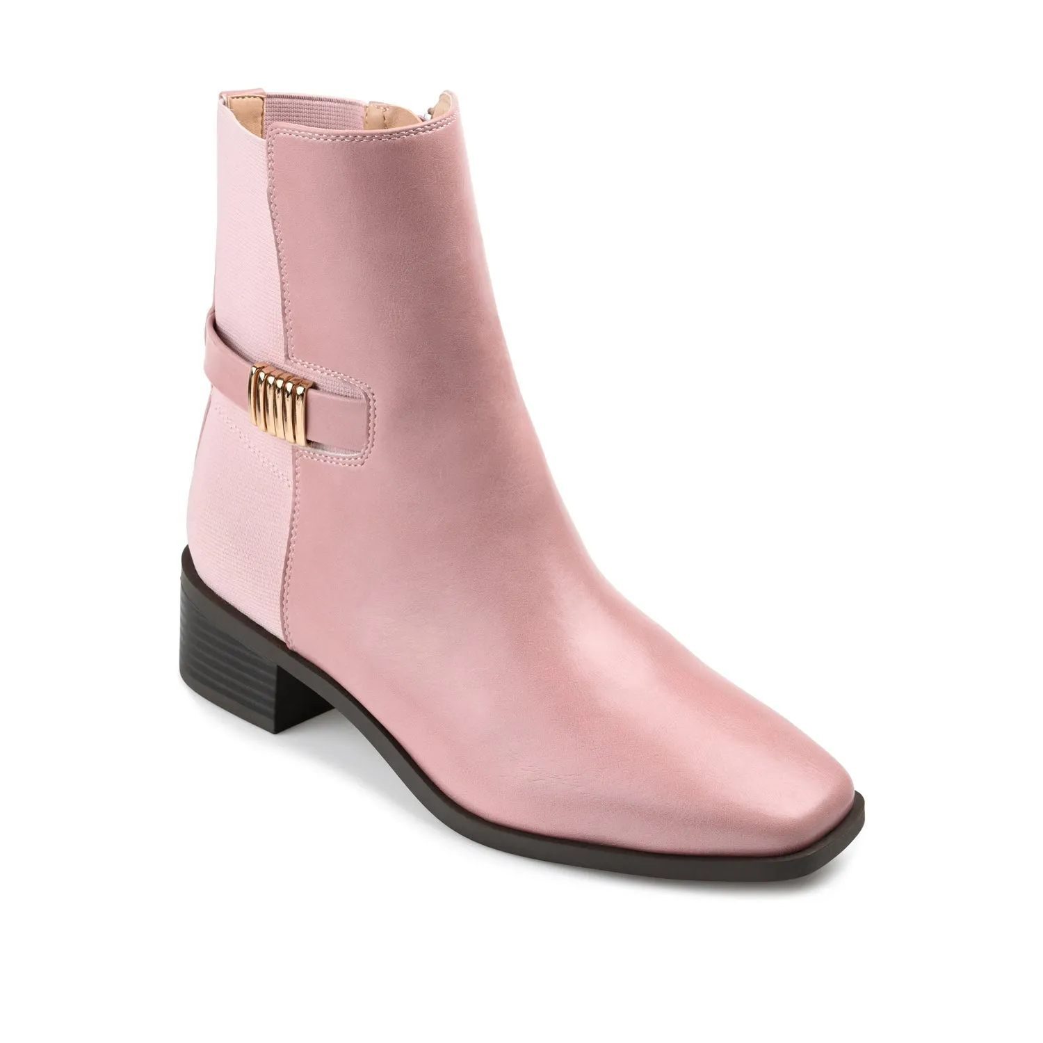AUBRIE SQUARE TOE BOOTIES IN FAUX LEATHER suede touch