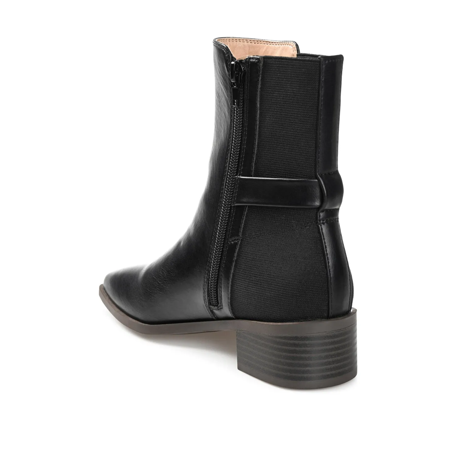 AUBRIE SQUARE TOE BOOTIES IN FAUX LEATHER suede touch