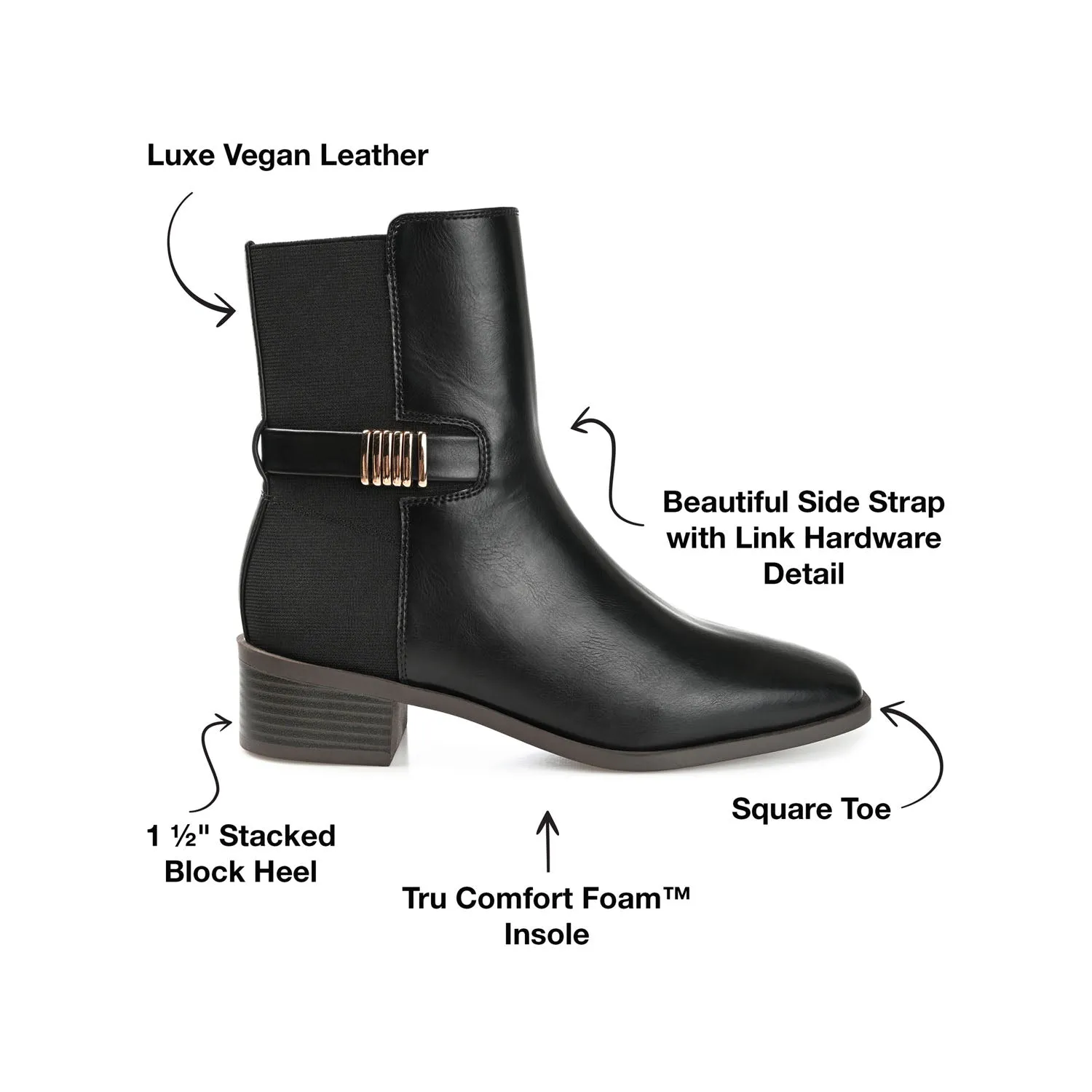 AUBRIE SQUARE TOE BOOTIES IN FAUX LEATHER suede touch