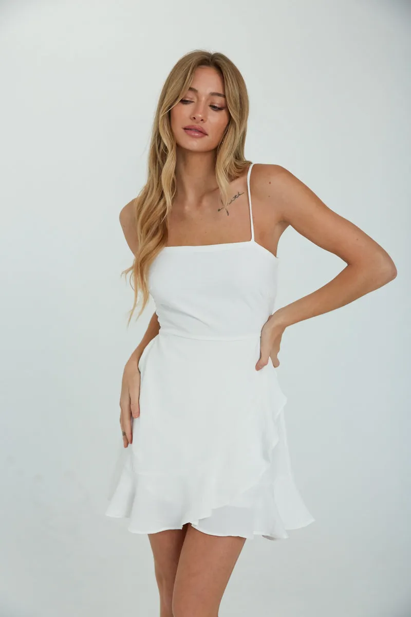 Audra Tie Back Ruffle Wrap Mini Dress summer fresh