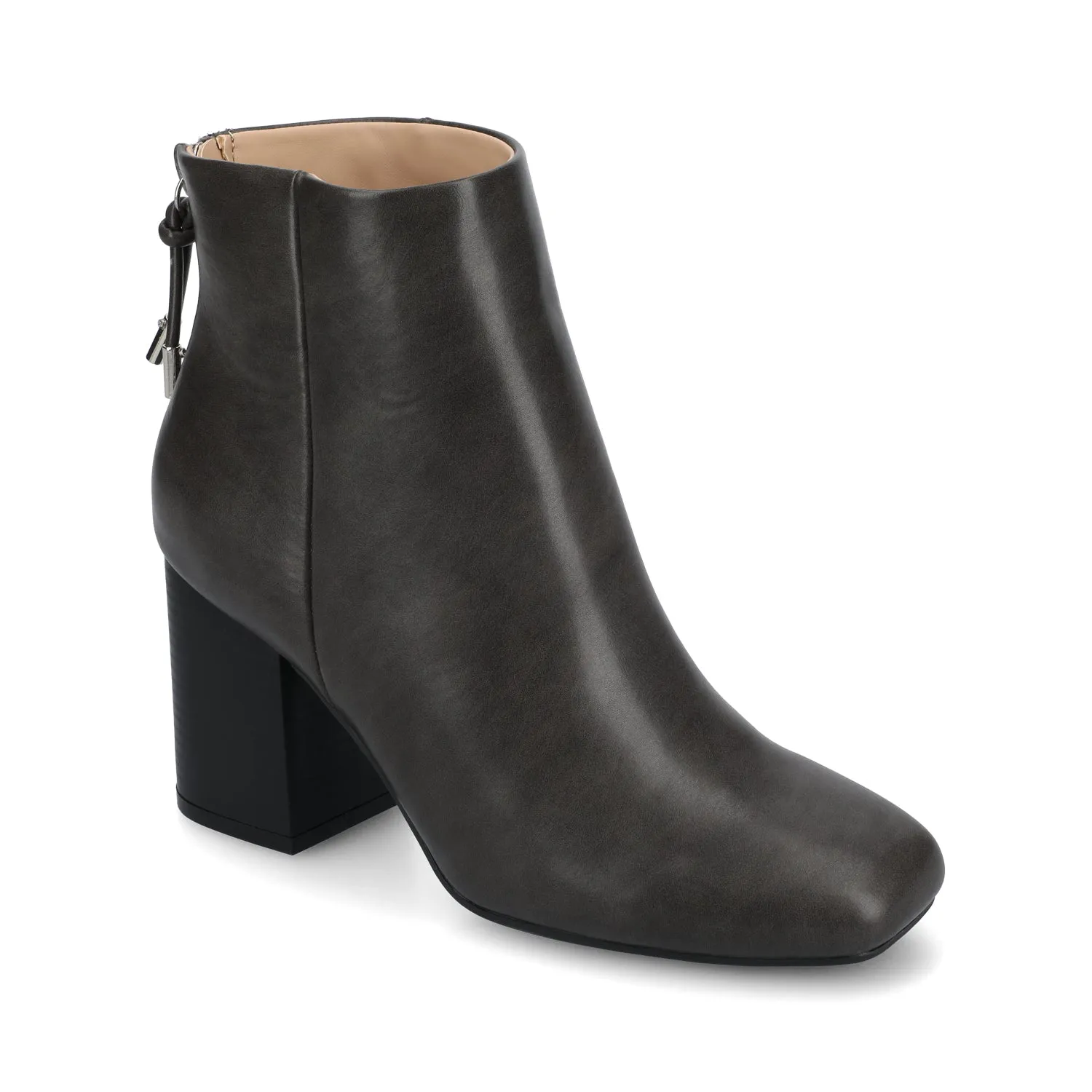 AUDRINA BLOCK HEELED BOOTIES IN FAUX LEATHER fashion brave