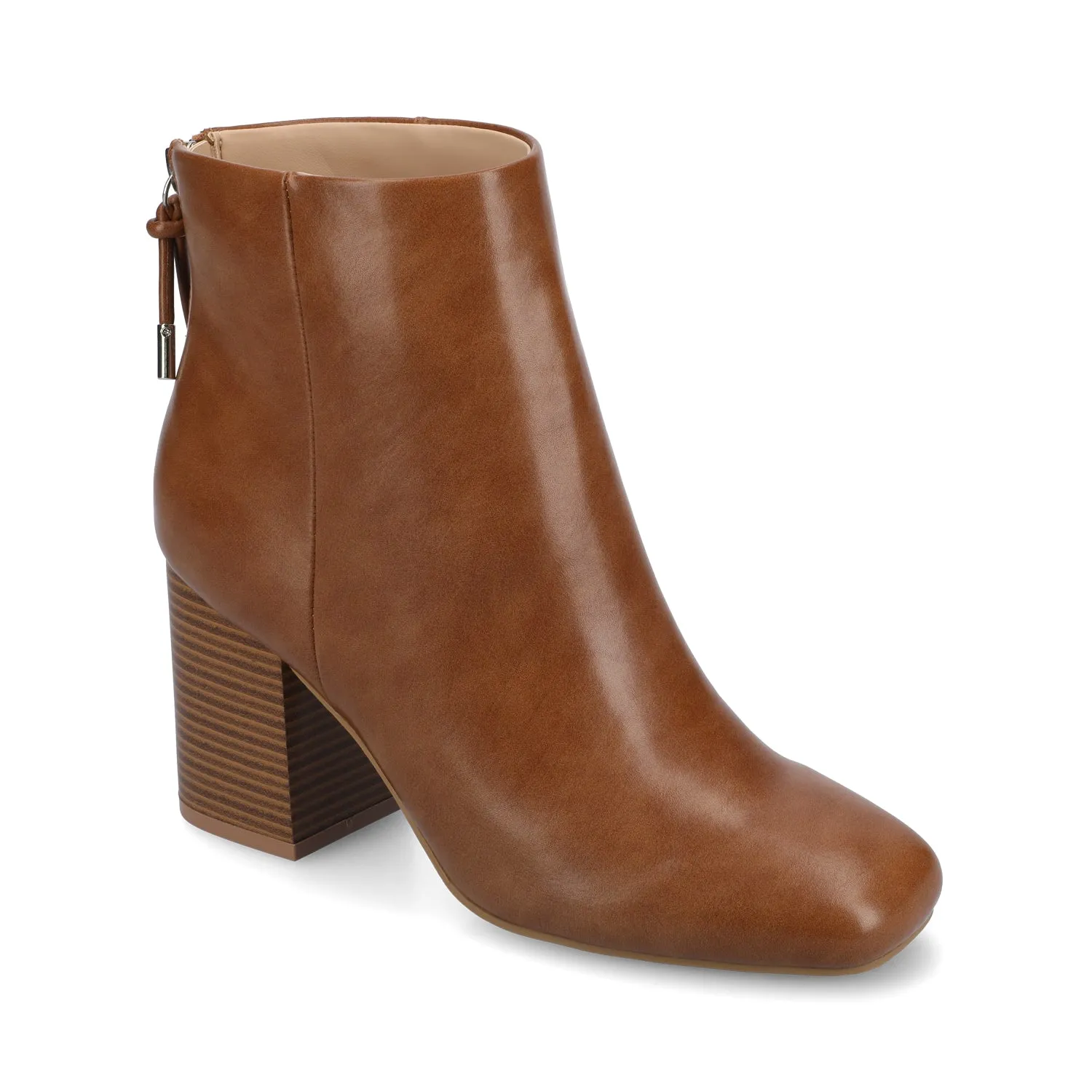 AUDRINA BLOCK HEELED BOOTIES IN FAUX LEATHER fashion brave