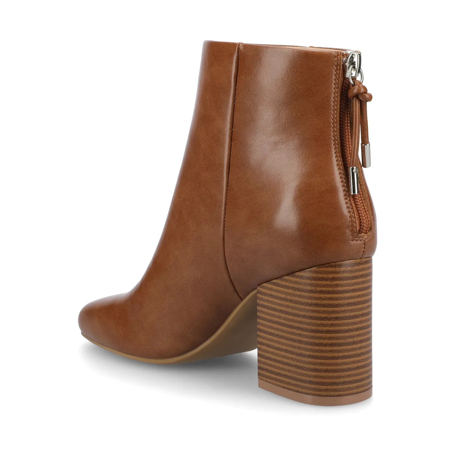 AUDRINA BLOCK HEELED BOOTIES IN FAUX LEATHER fashion brave