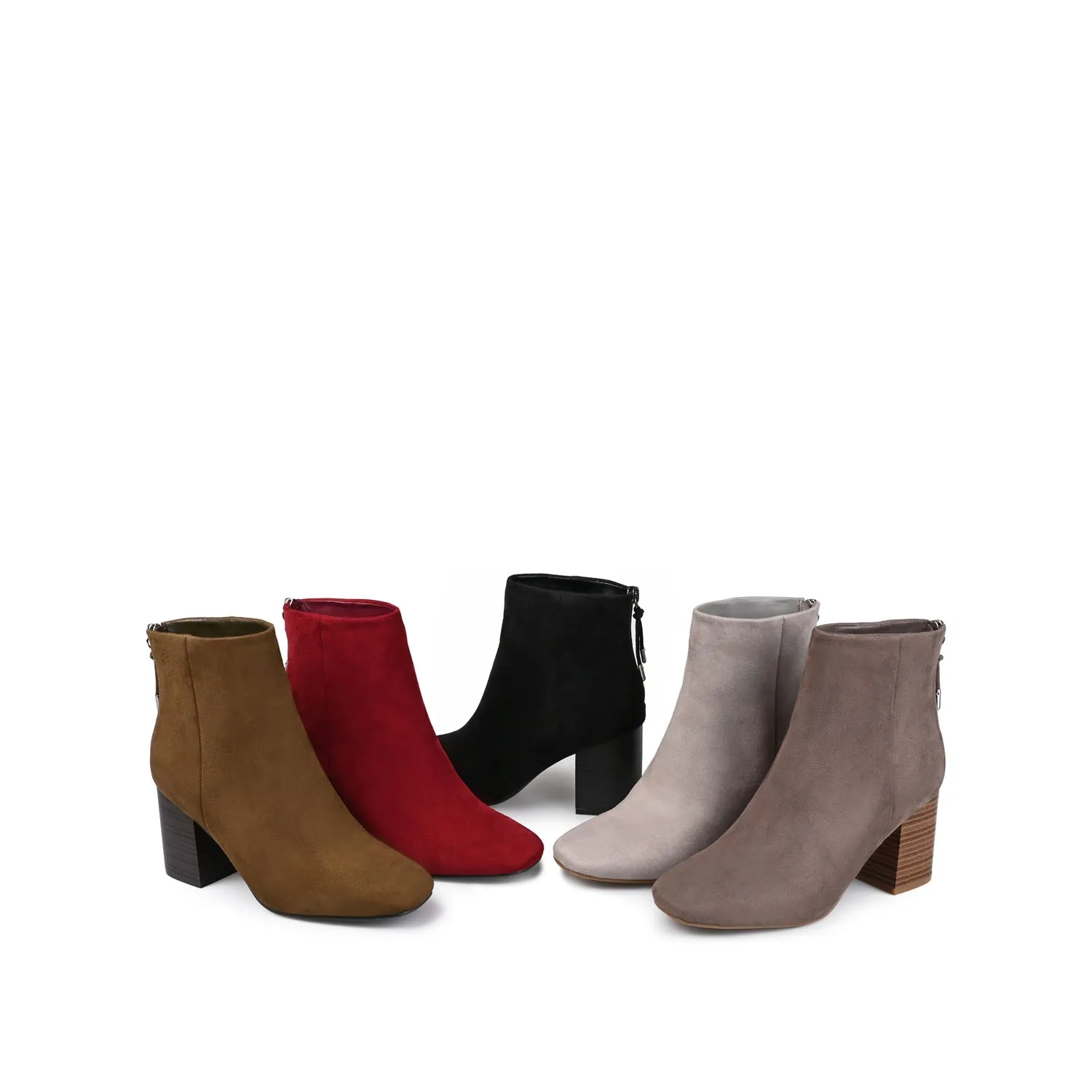 AUDRINA BLOCK HEELED BOOTIES IN FAUX LEATHER fashion brave