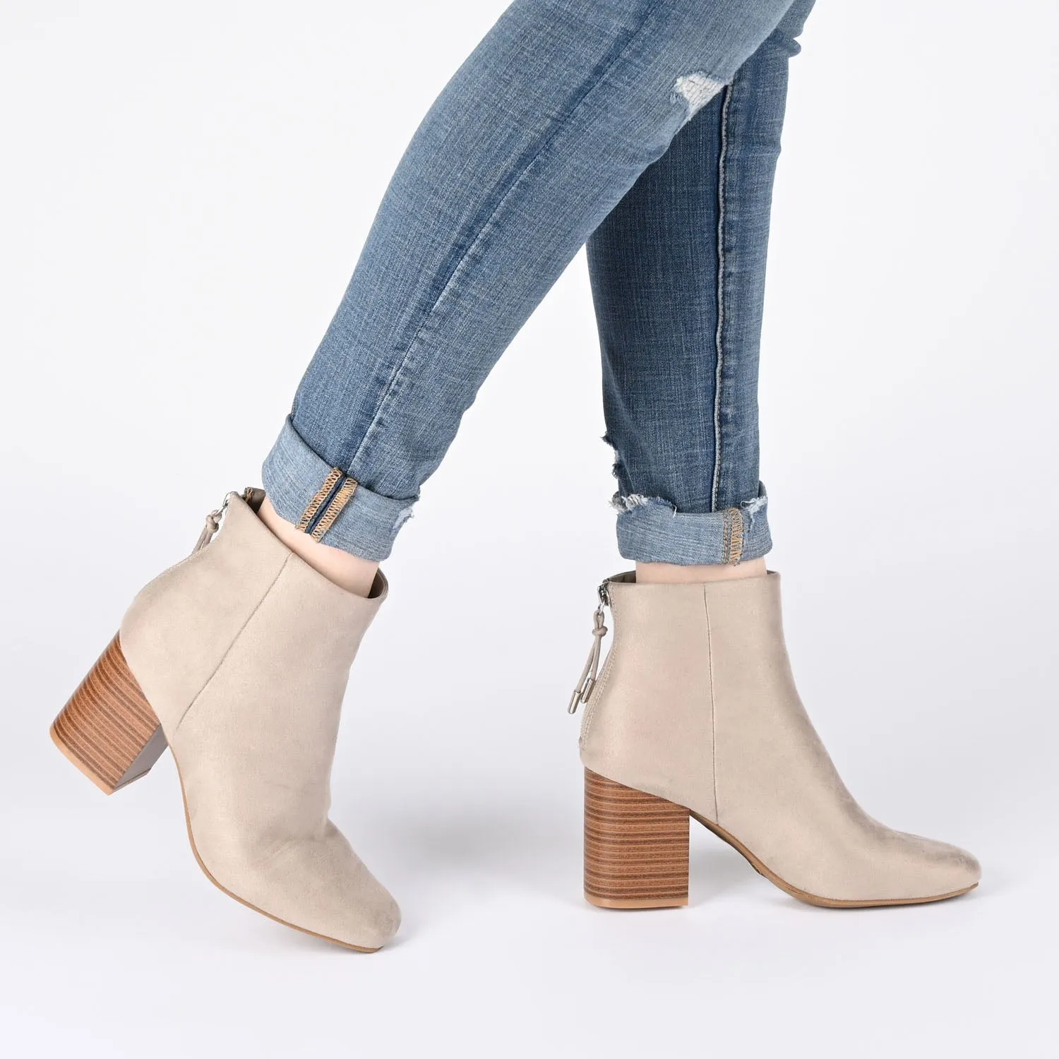 AUDRINA BLOCK HEELED BOOTIES IN FAUX LEATHER fashion brave