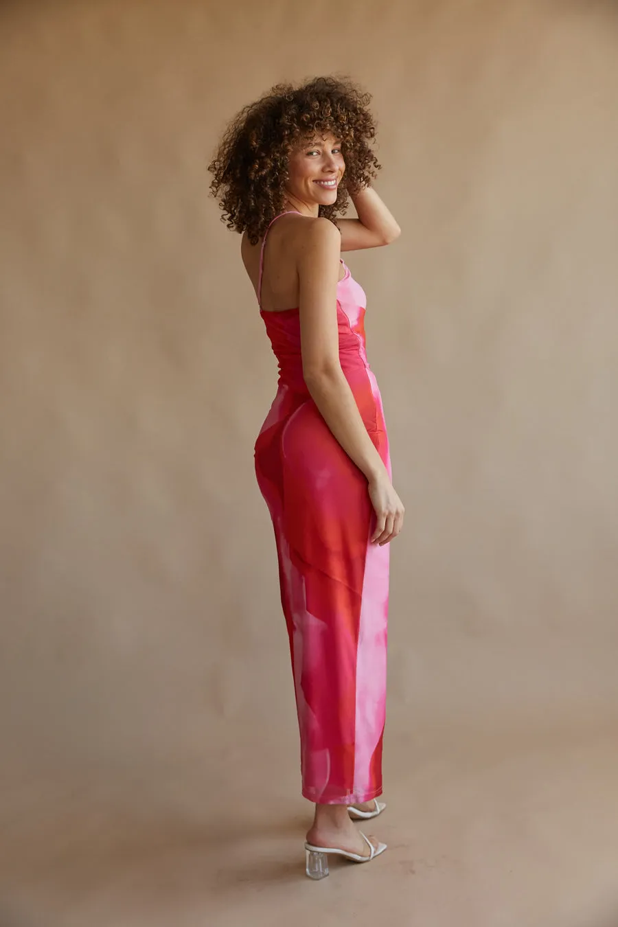 Aurora One Shoulder Mesh Maxi Dress korean tone