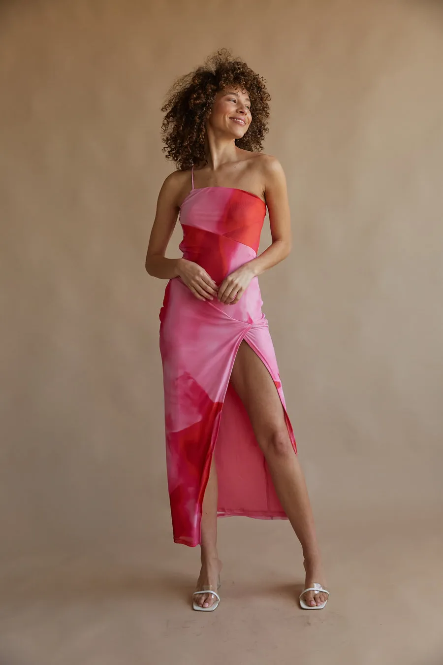 Aurora One Shoulder Mesh Maxi Dress korean tone