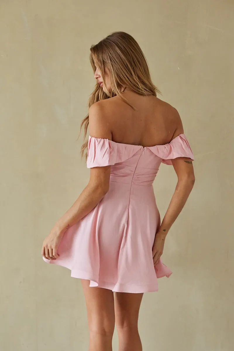 Ava Fit and Flare Mini Dress dust pink