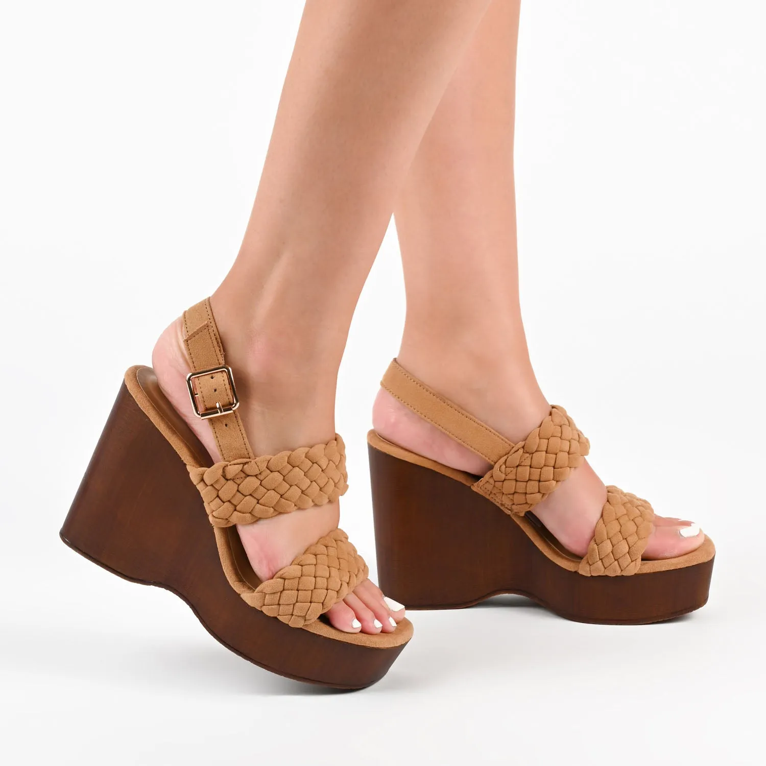AYVEE HEELED SANDALS IN FAUX LEATHER soft grip