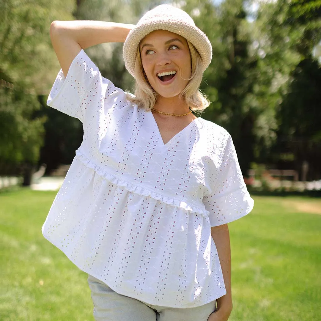 Baby Doll Blouse, White towel ease