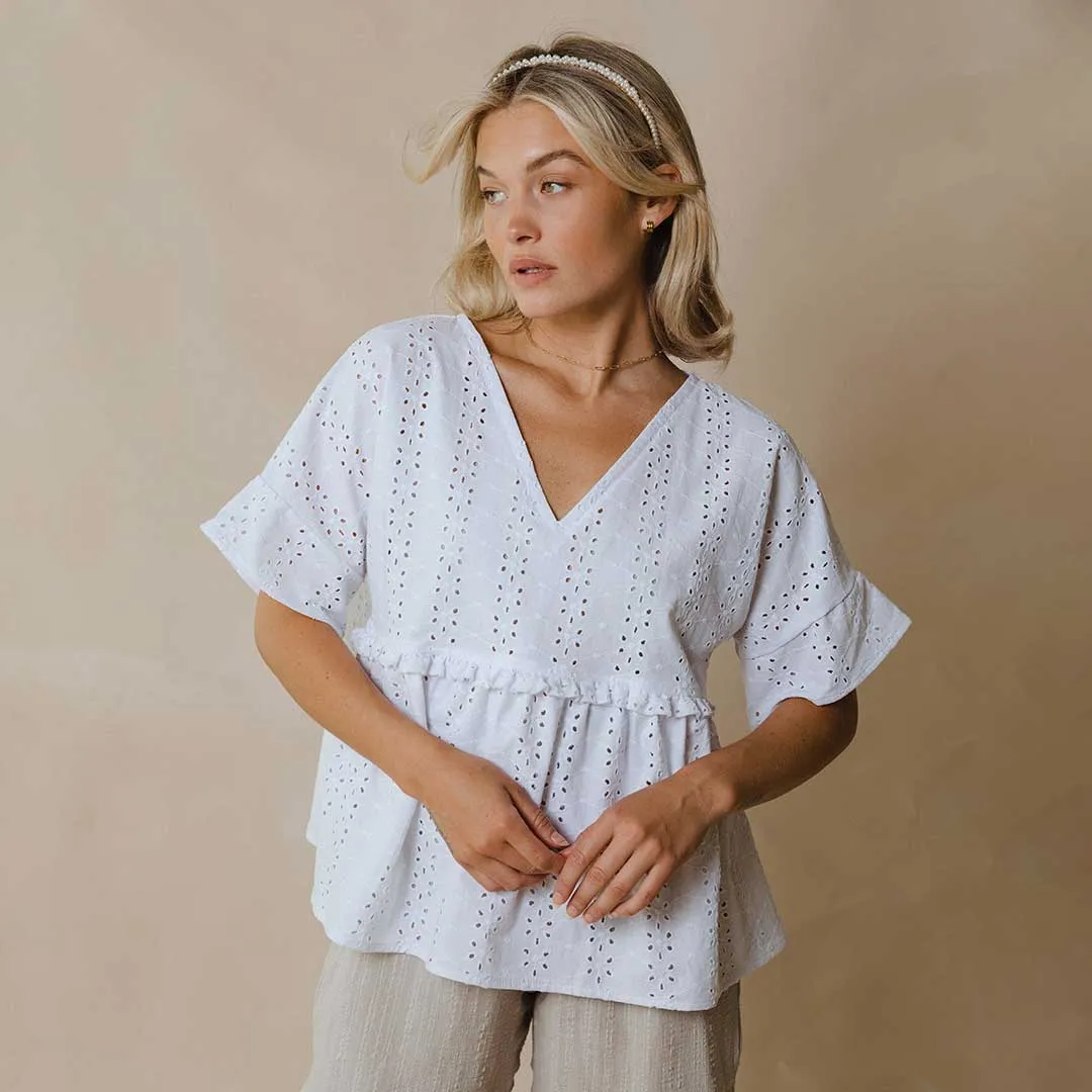 Baby Doll Blouse, White towel ease