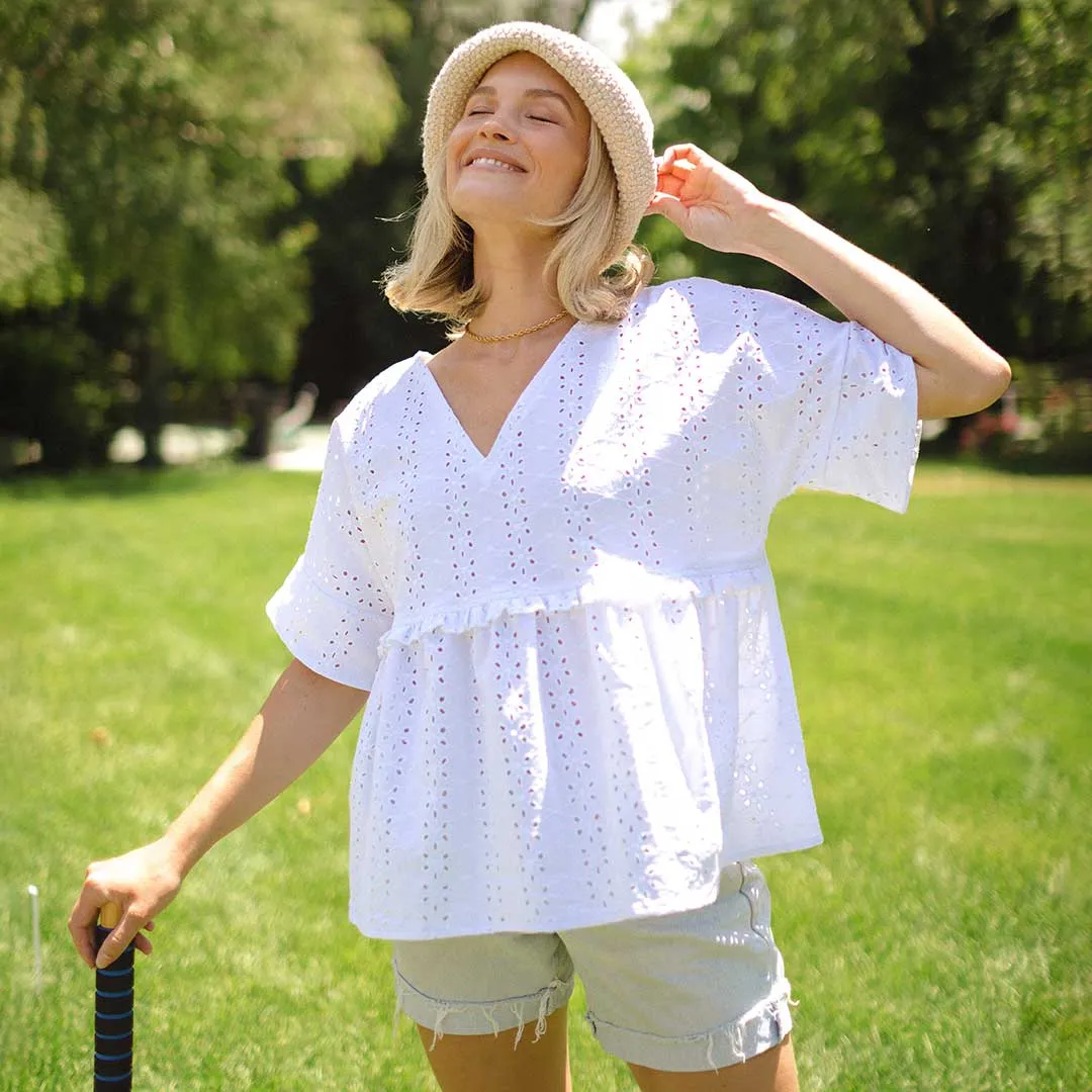 Baby Doll Blouse, White towel ease