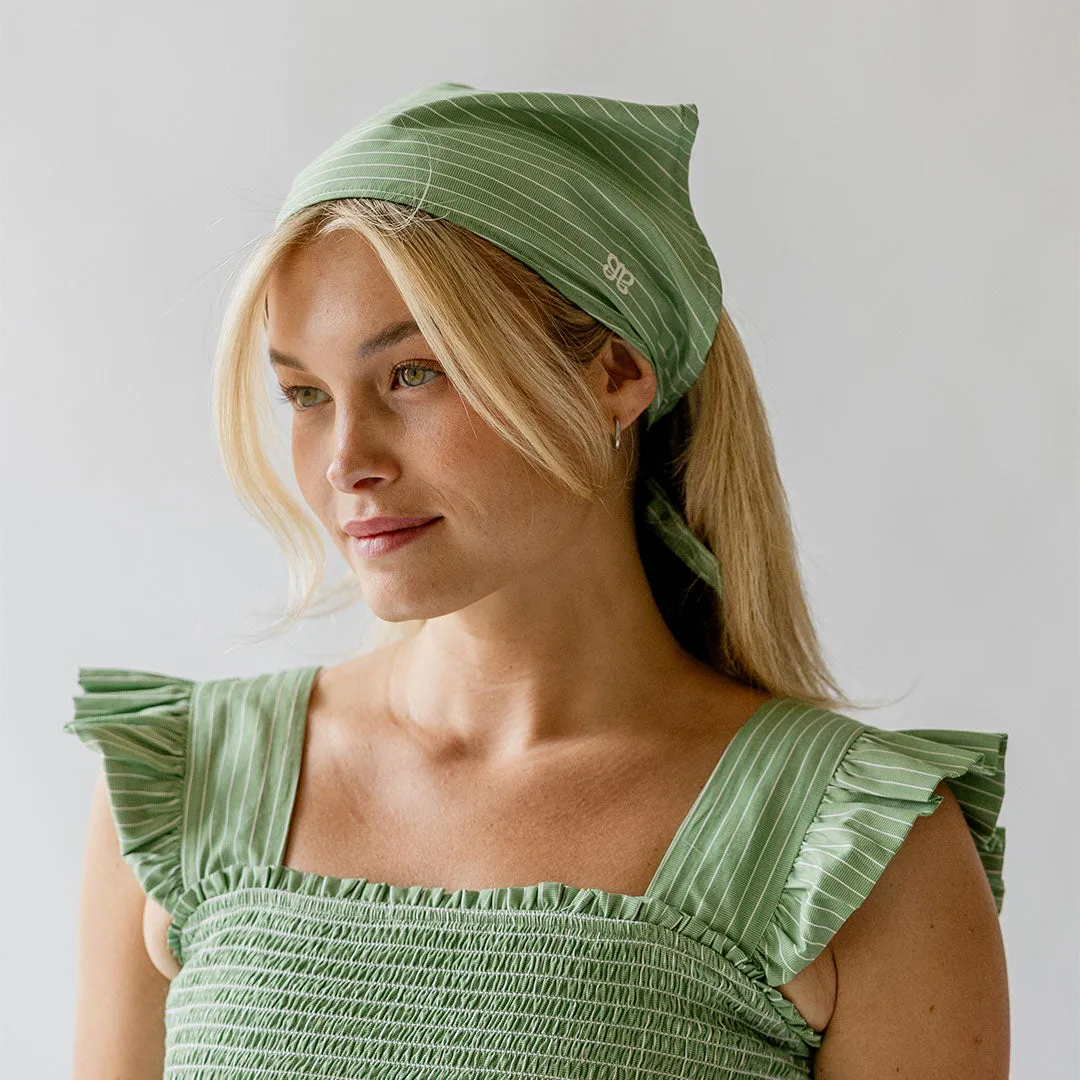 Bandana, Green and White Stripe vintage flair