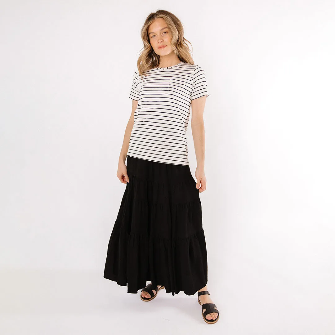 Basic Tee, Black Venice Stripe lazy style
