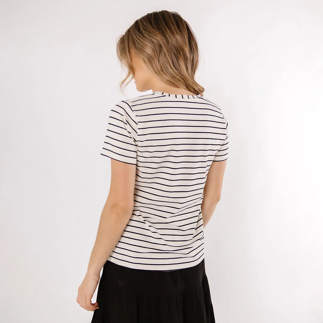 Basic Tee, Black Venice Stripe lazy style