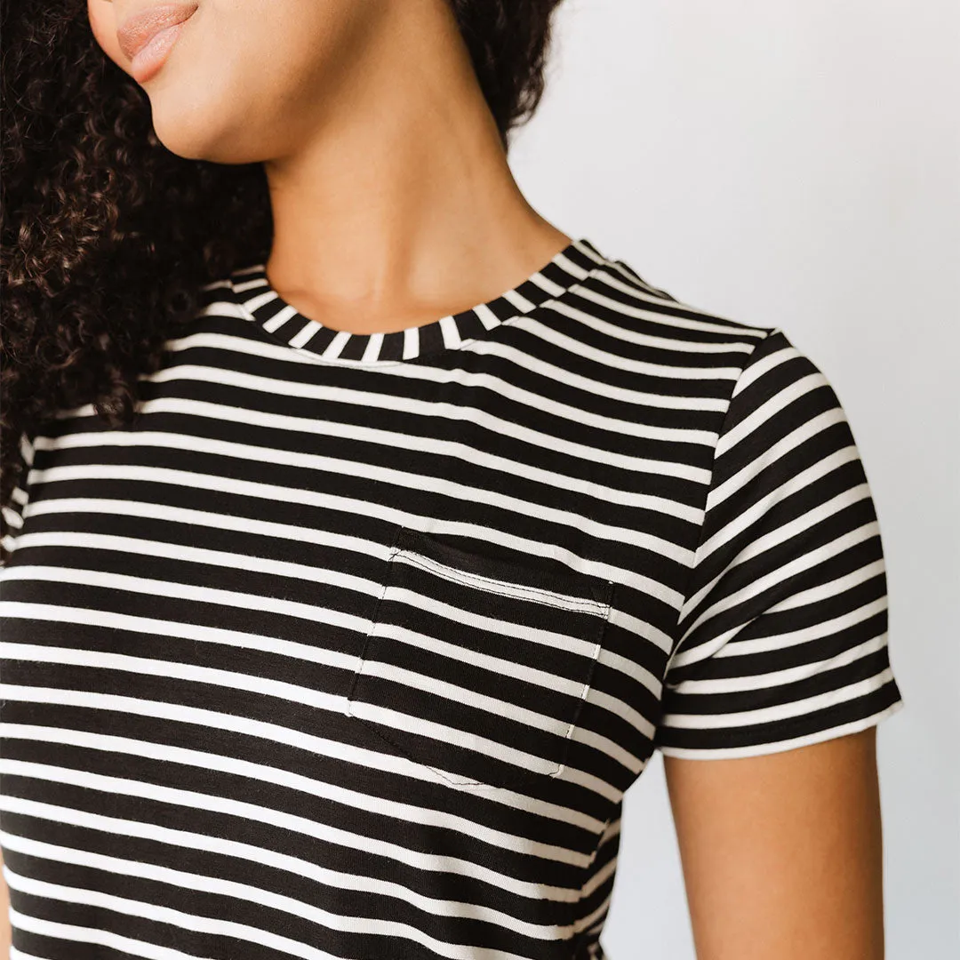 Basic Tee, Ivory and Black Stripe basic sharp