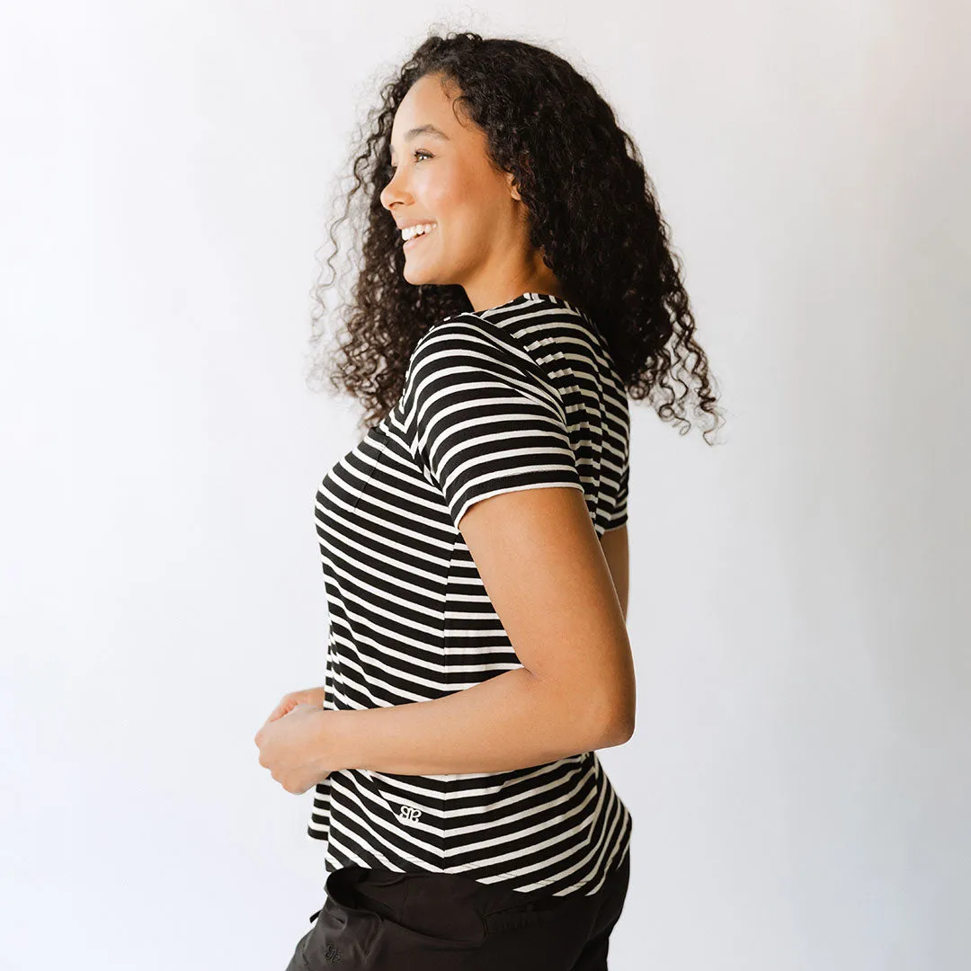 Basic Tee, Ivory and Black Stripe basic sharp