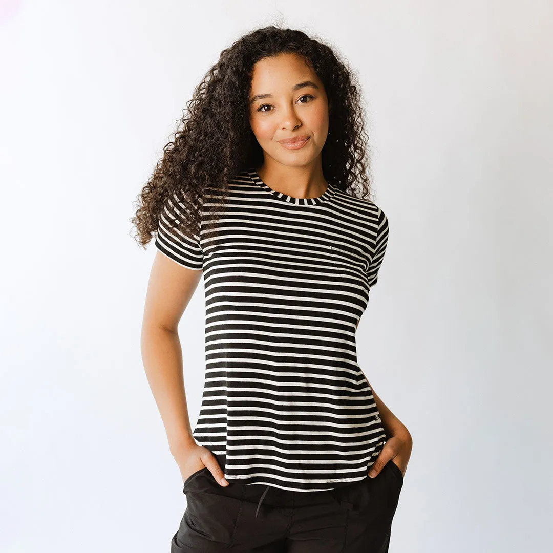 Basic Tee, Ivory and Black Stripe basic sharp