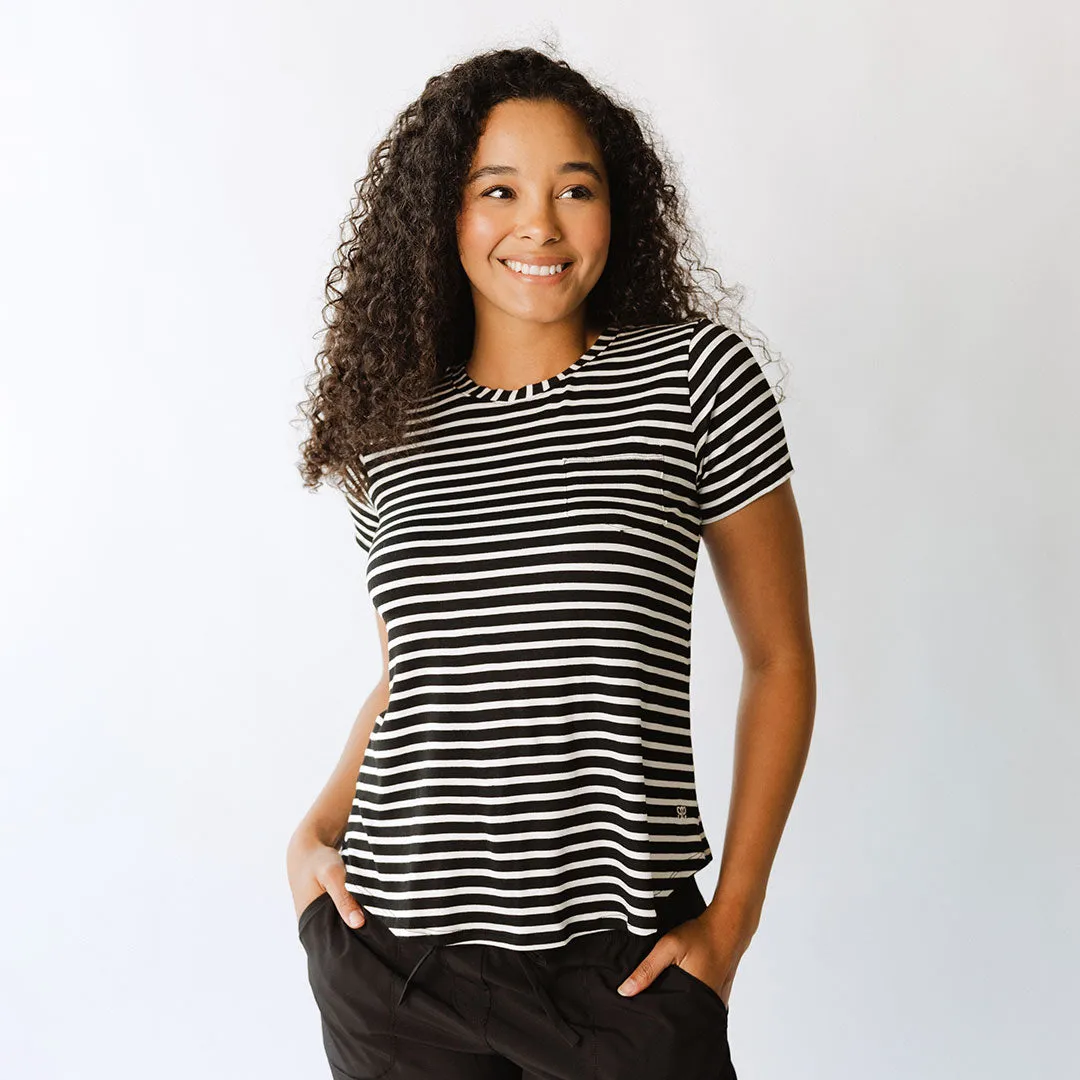 Basic Tee, Ivory and Black Stripe basic sharp