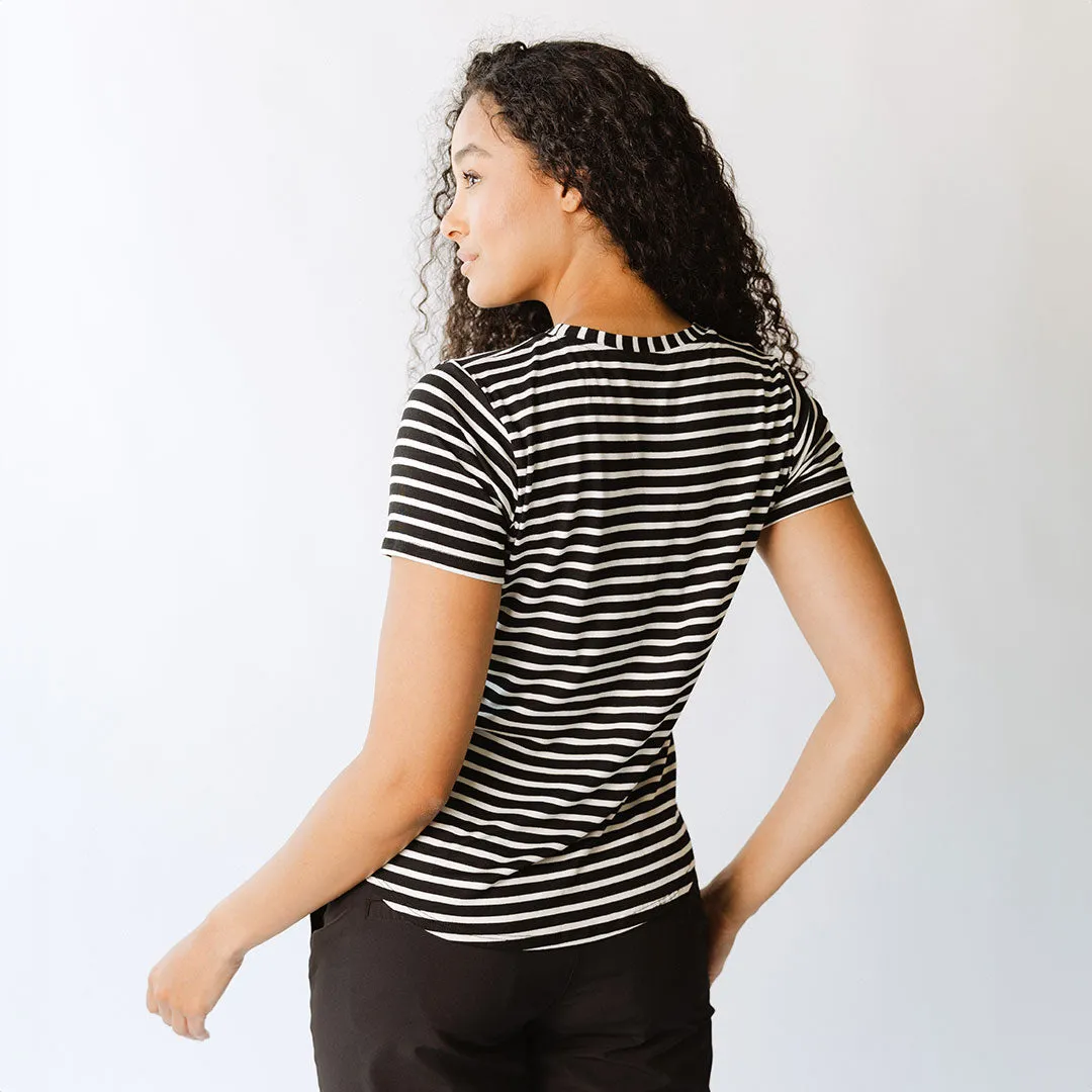 Basic Tee, Ivory and Black Stripe basic sharp