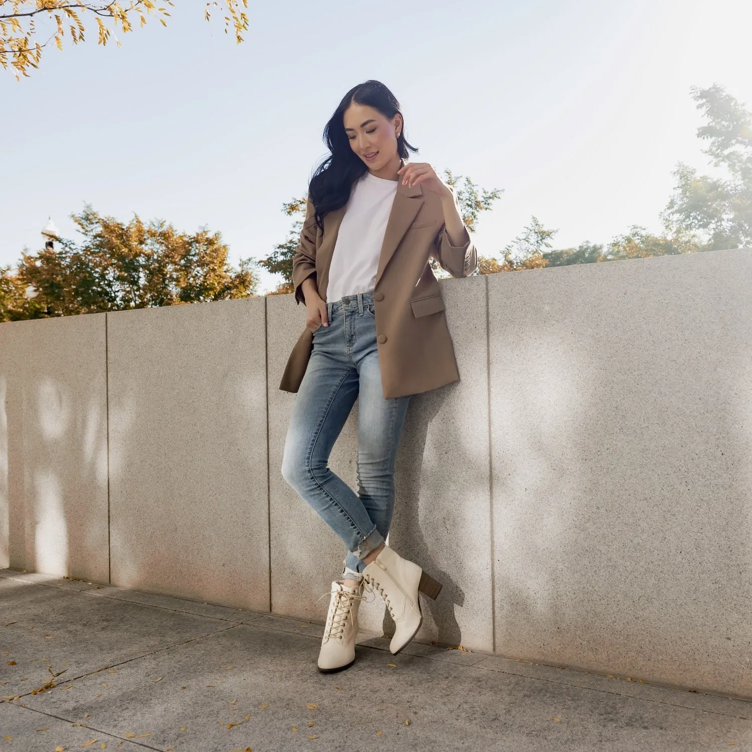 BAYLOR LACE-UP BOOTIES IN FAUX SUEDE soft lining
