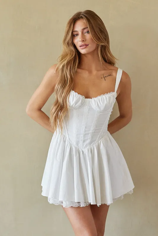 Belle Lace Trim Corset Mini Dress cozy touch