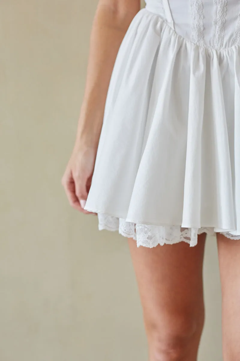 Belle Lace Trim Corset Mini Dress cozy touch