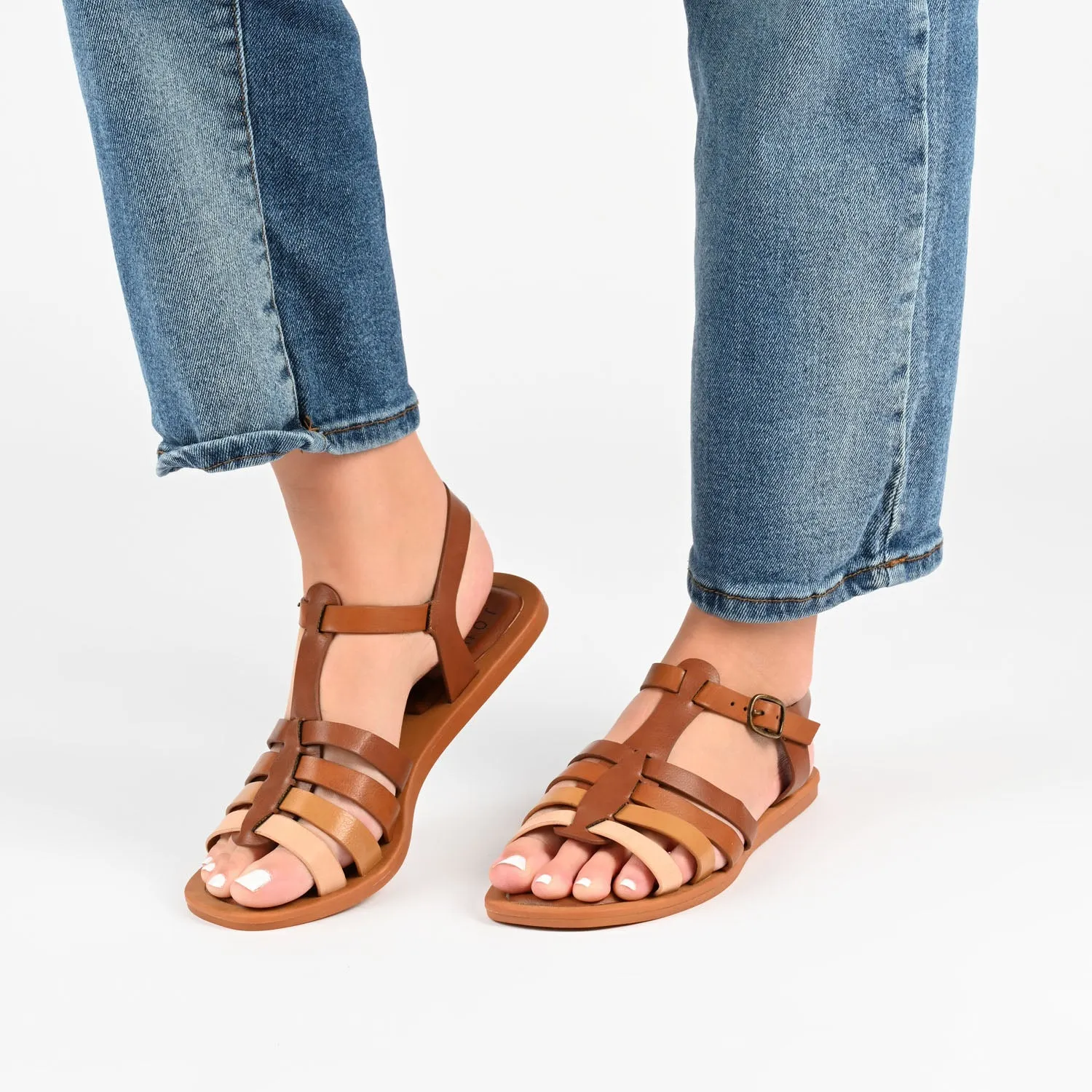 BENICIA FISHERMAN SANDALS IN FAUX LEATHER wide foot