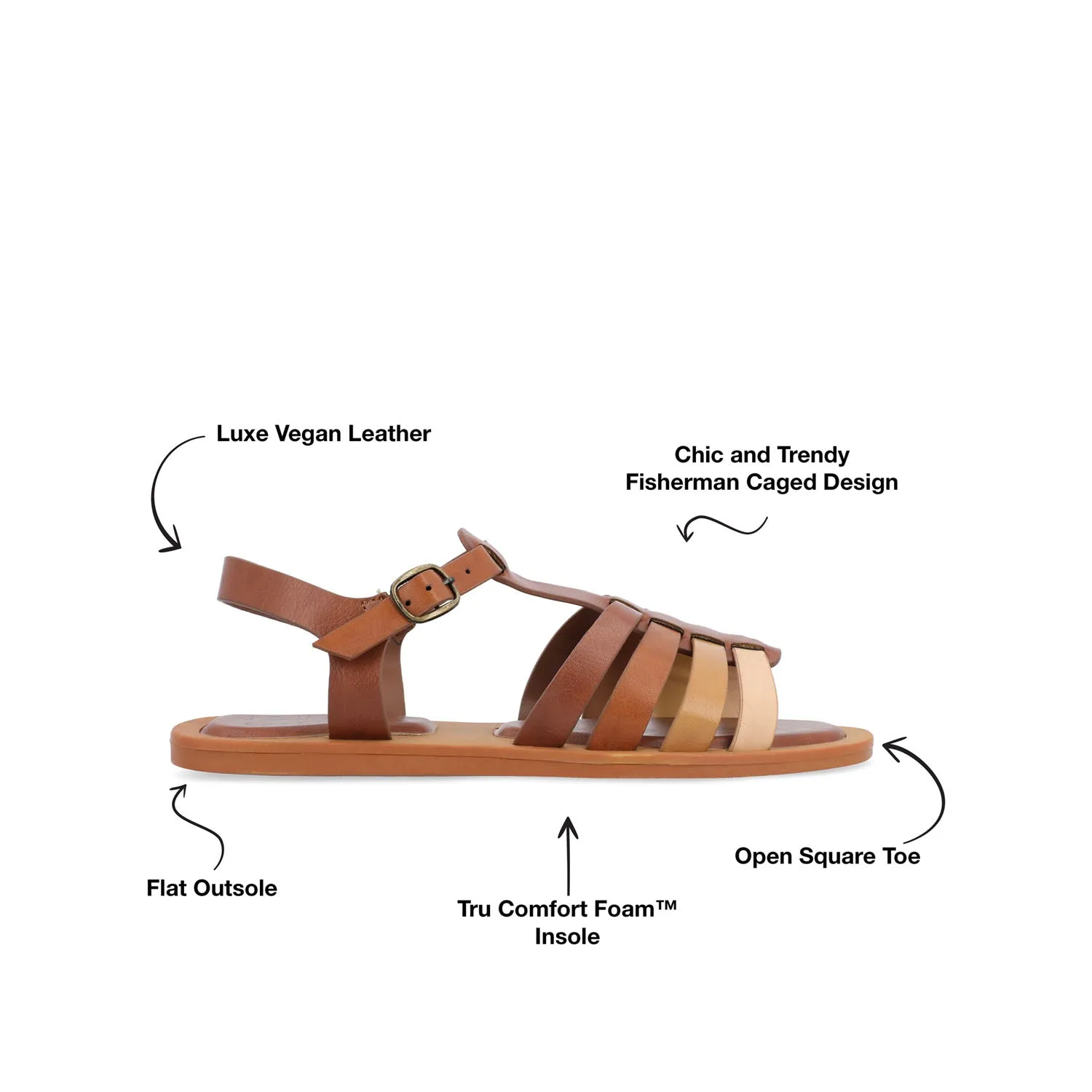 BENICIA FISHERMAN SANDALS IN FAUX LEATHER wide foot