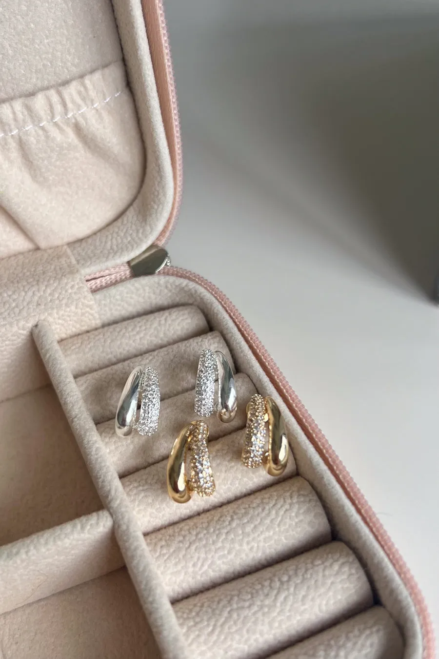 Berkely Rhinestone Drop Stud Hoops air wear
