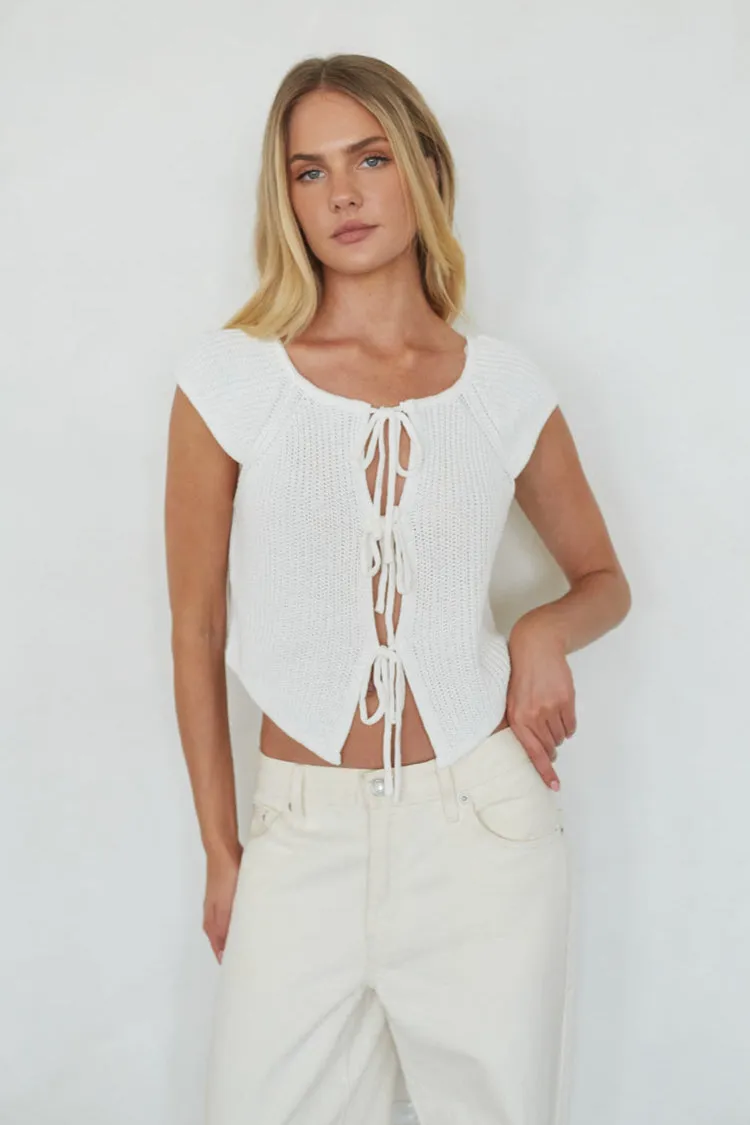 Bettina Front Tie Knit Top breath feel