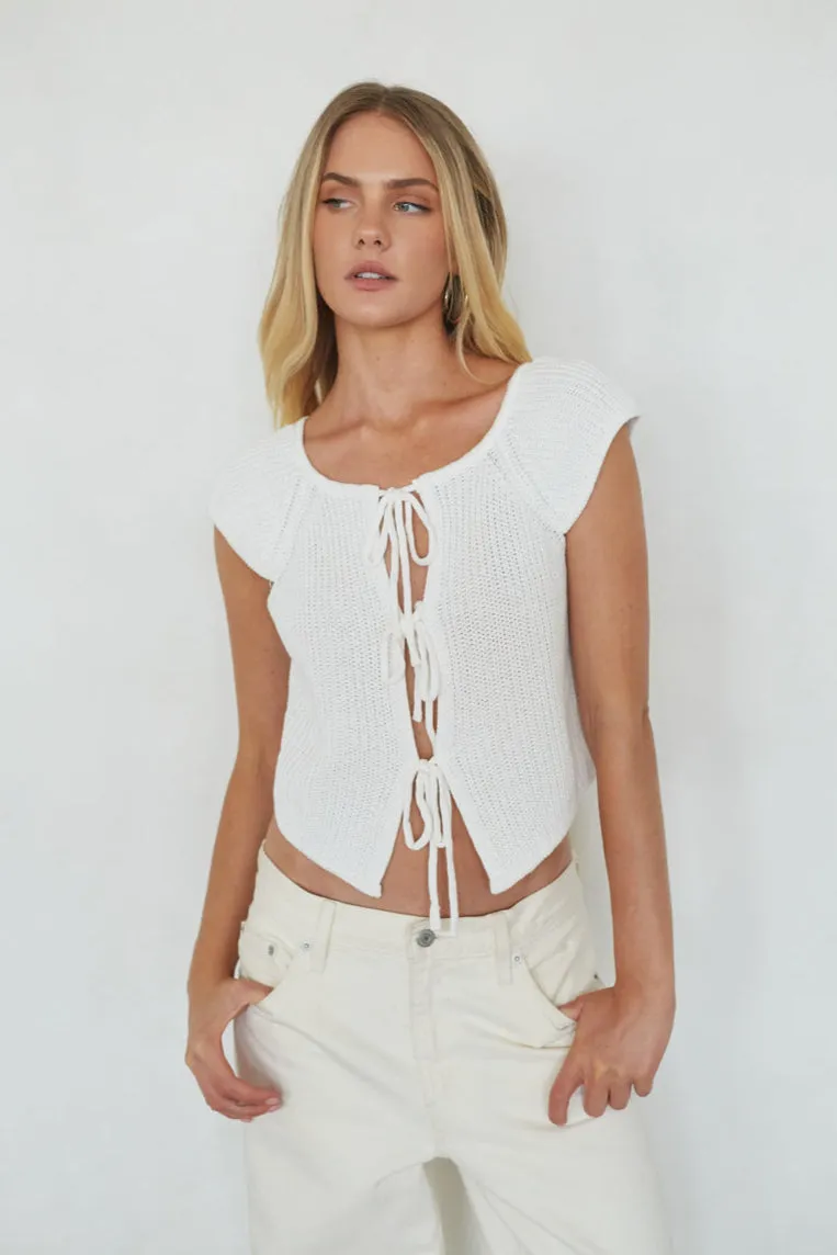 Bettina Front Tie Knit Top breath feel