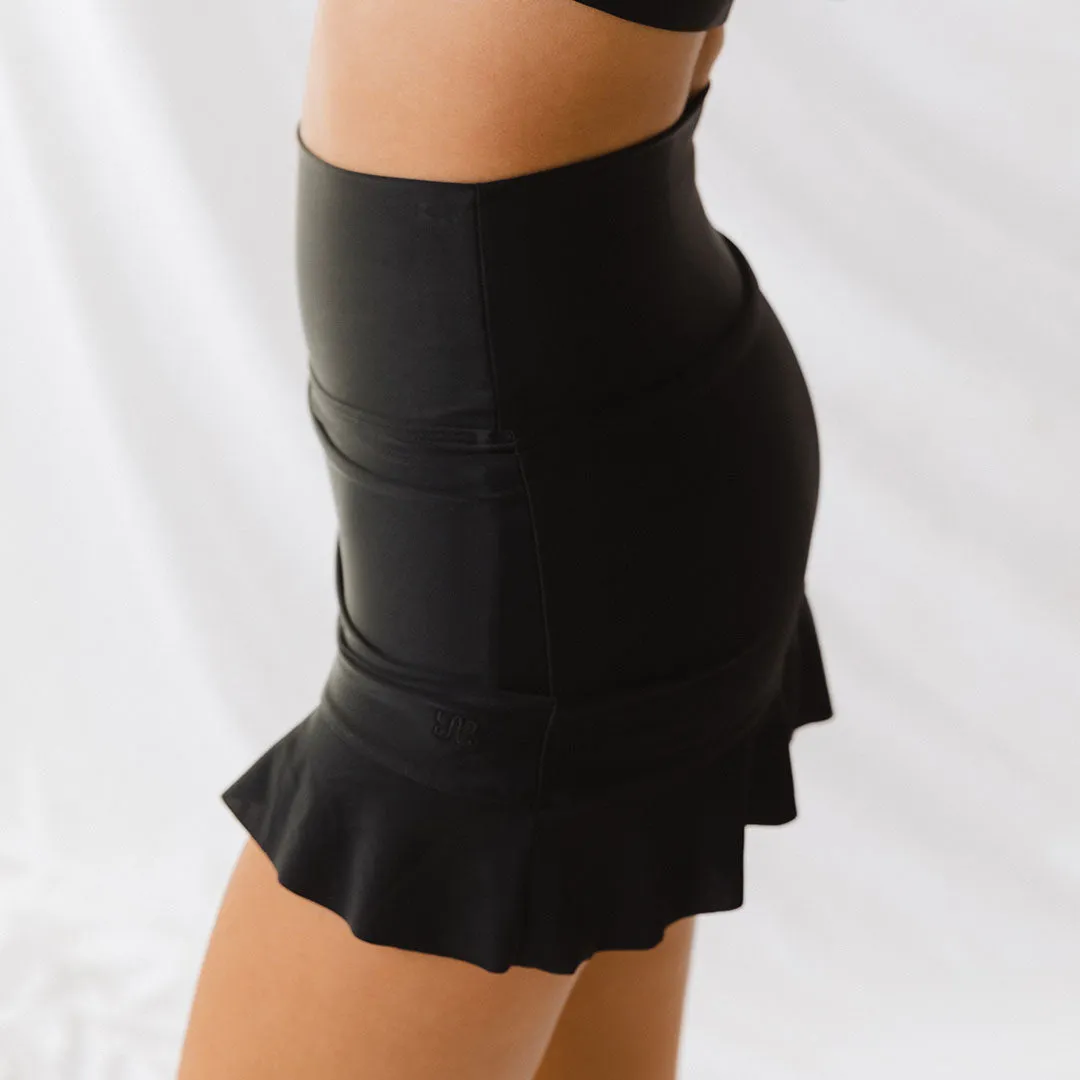 Black High-Waisted Swim Skirt tall fit