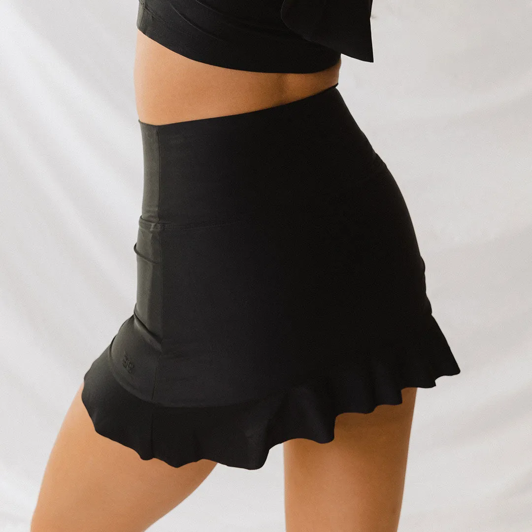 Black High-Waisted Swim Skirt tall fit