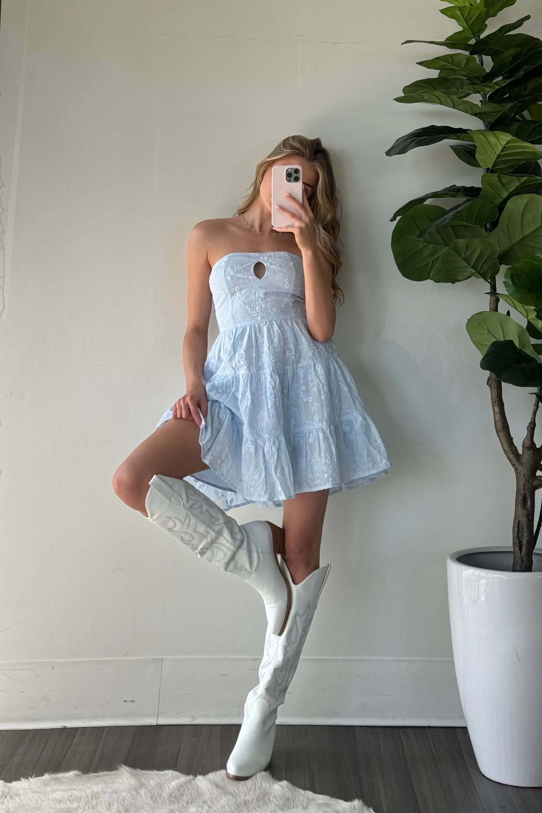 Blythe Embroidered Mini Dress open back
