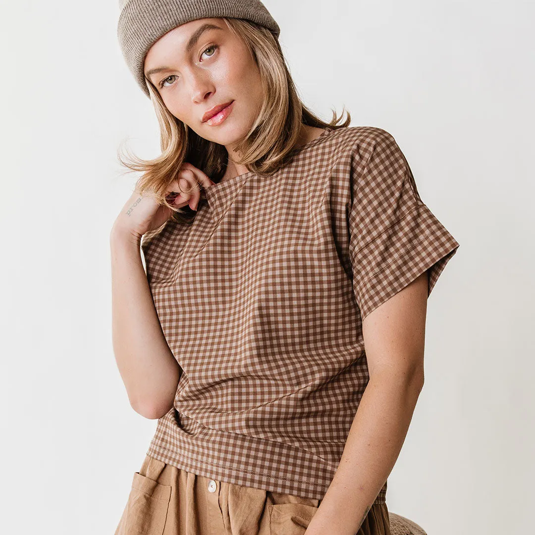 Boss Tee, Cinnamon Check soft skin