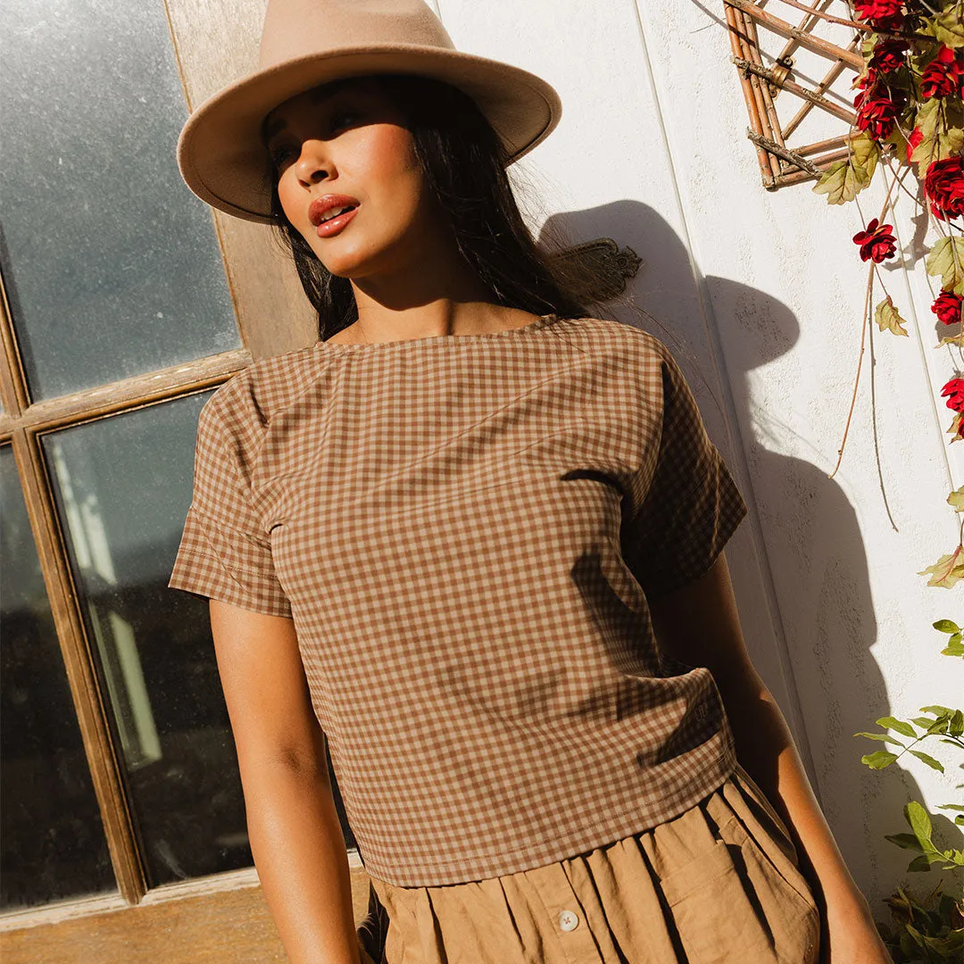 Boss Tee, Cinnamon Check soft skin