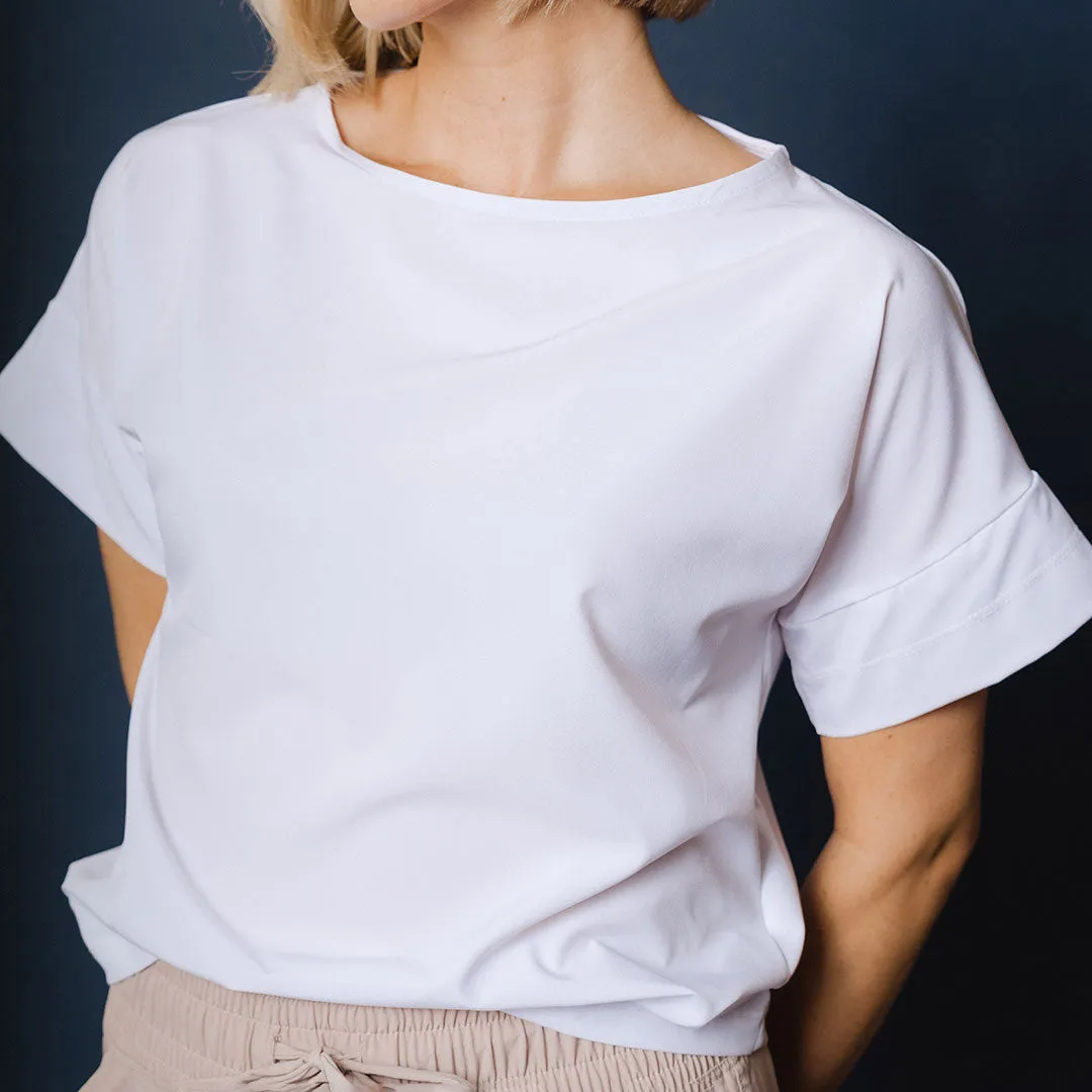 Boss Tee, White relaxed drop