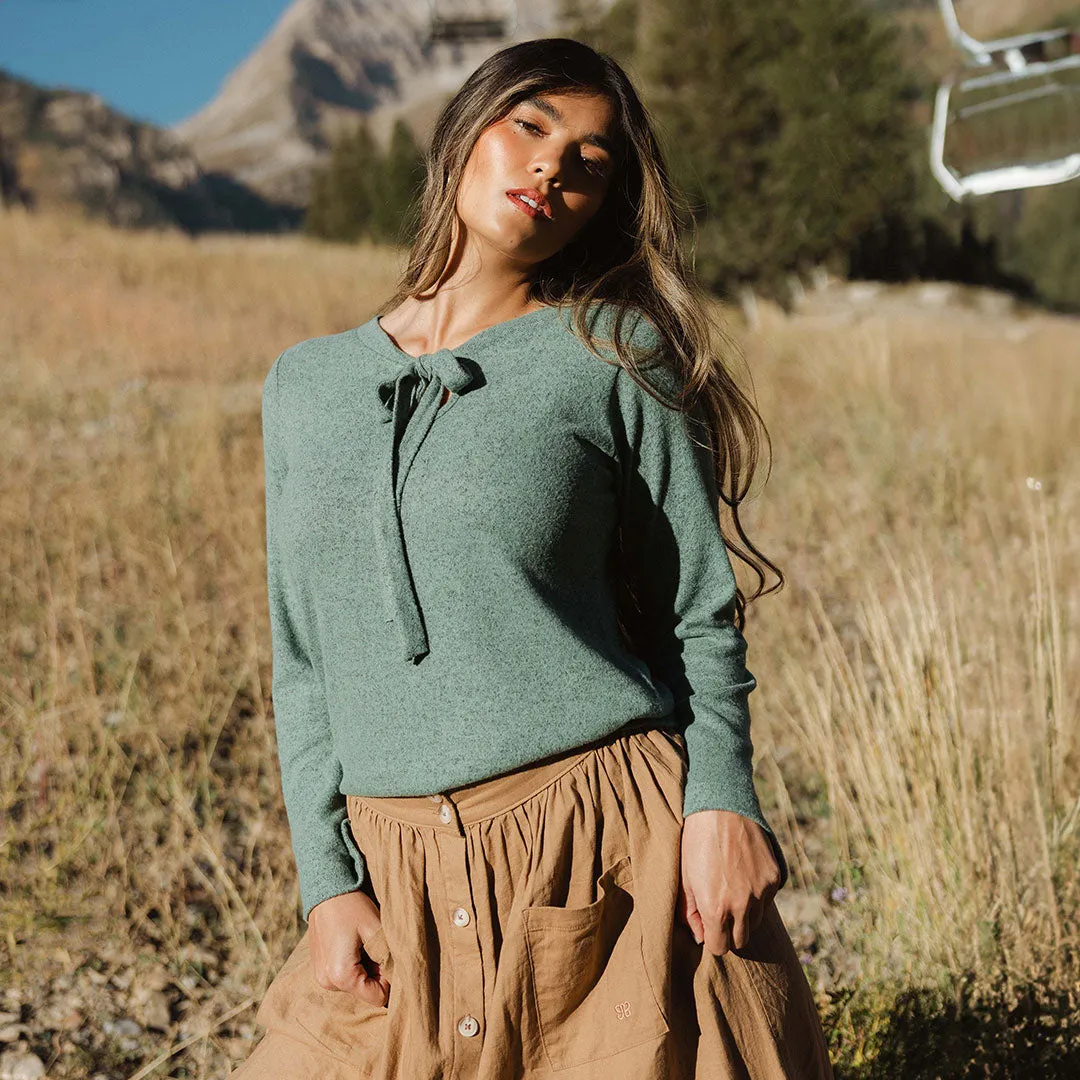 Bow Tie Sweater, Dusk Green earth shade
