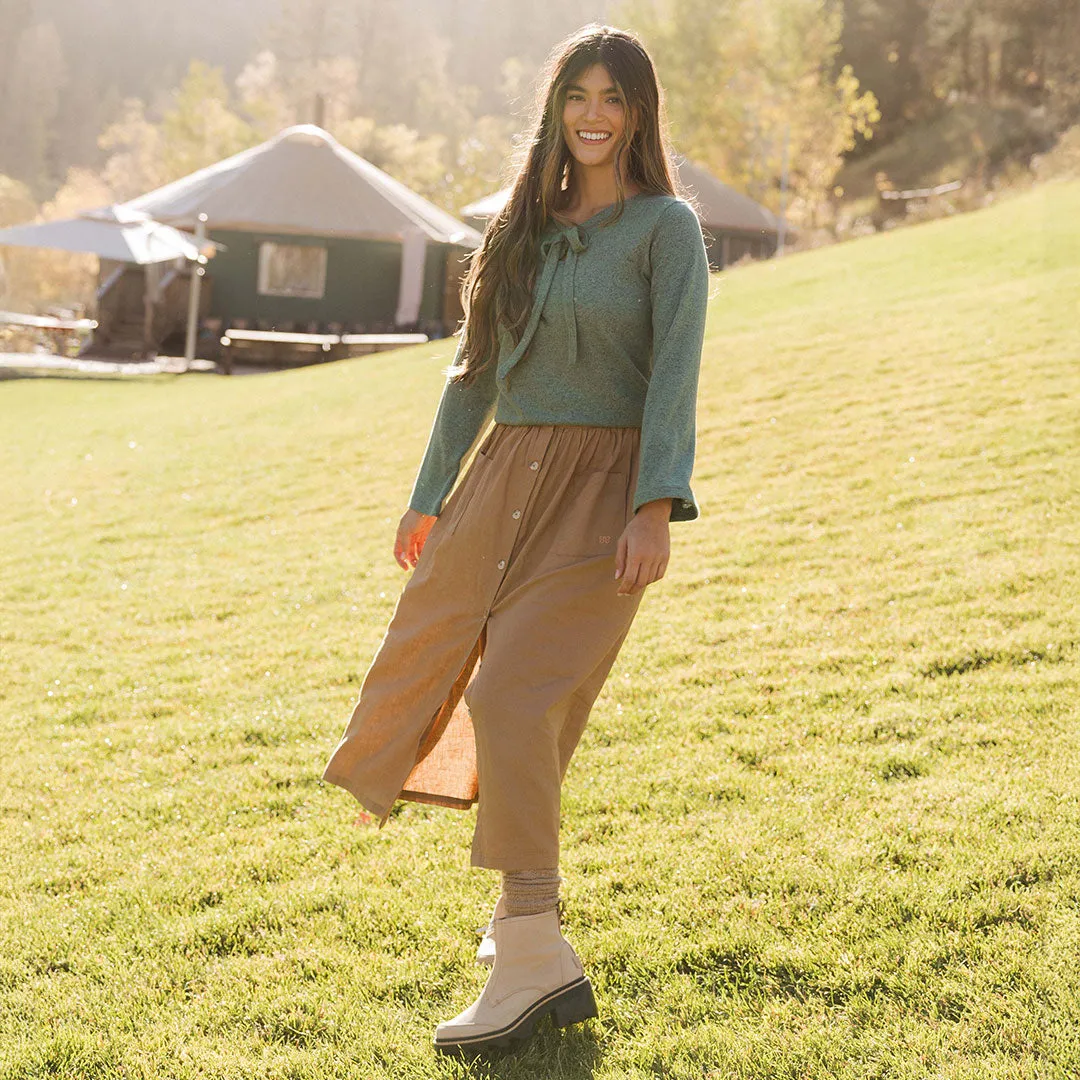 Bow Tie Sweater, Dusk Green earth shade