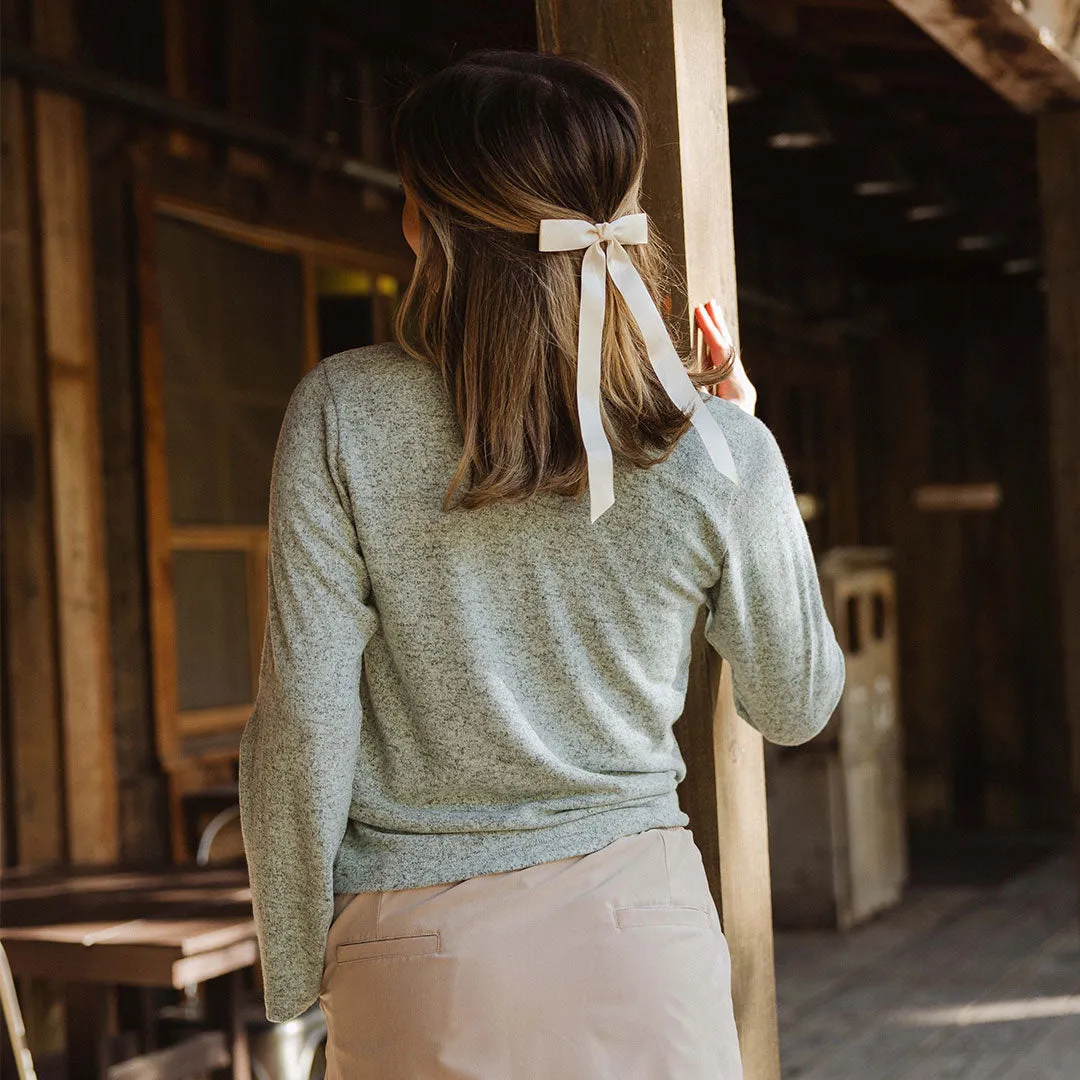 Bow Tie Sweater, Green Mint fuzzy dream