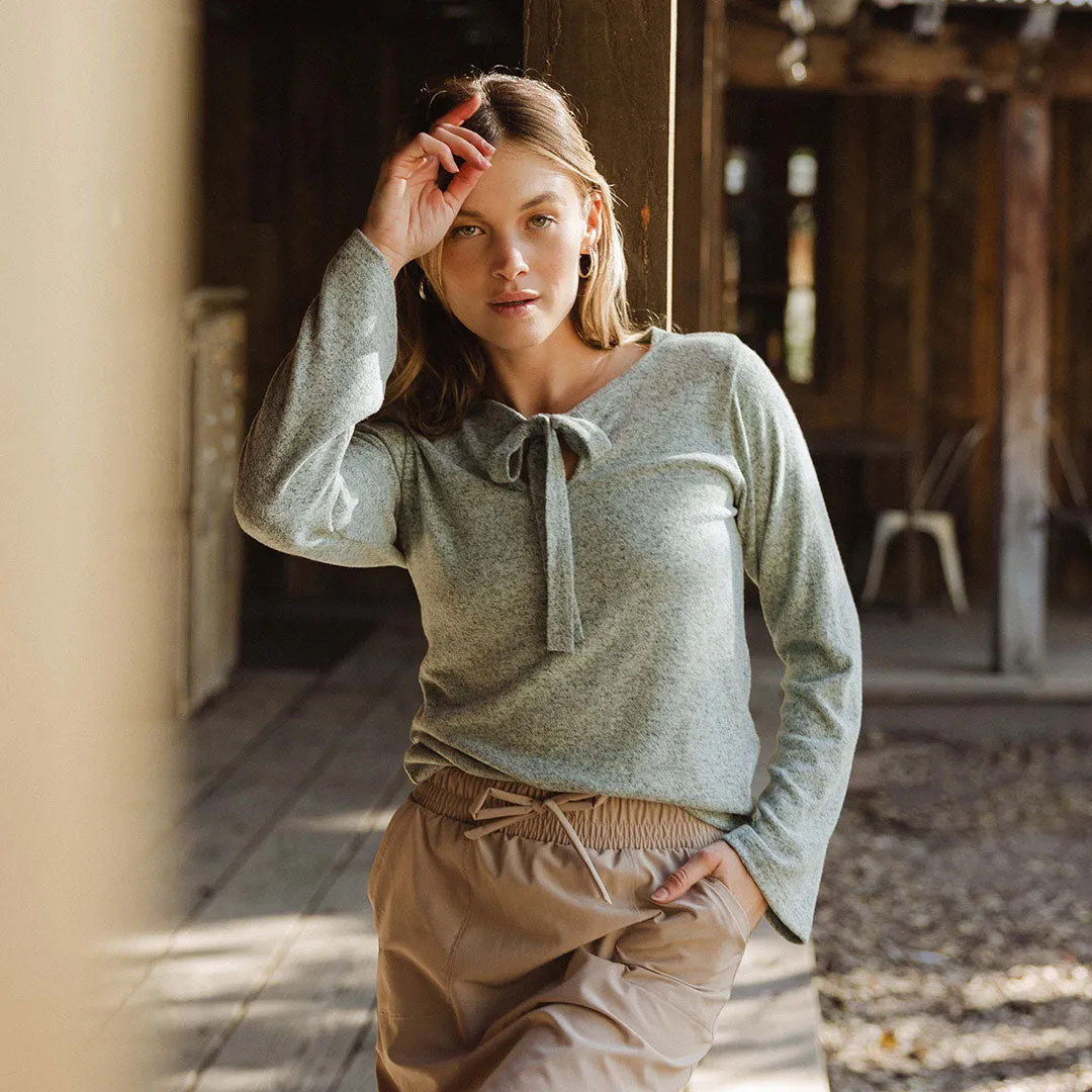 Bow Tie Sweater, Green Mint fuzzy dream