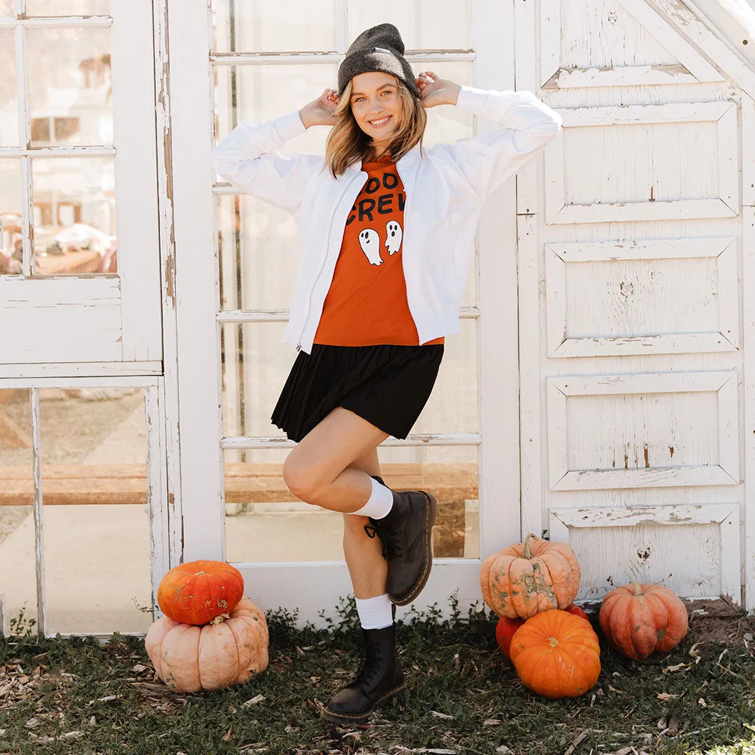 Boyfriend Tee, Burnt Orange Boo Crew bold font