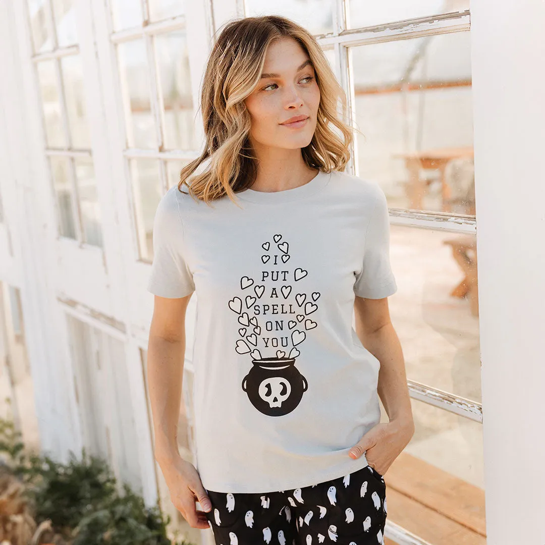 Boyfriend Tee, Grey Cauldron logo point
