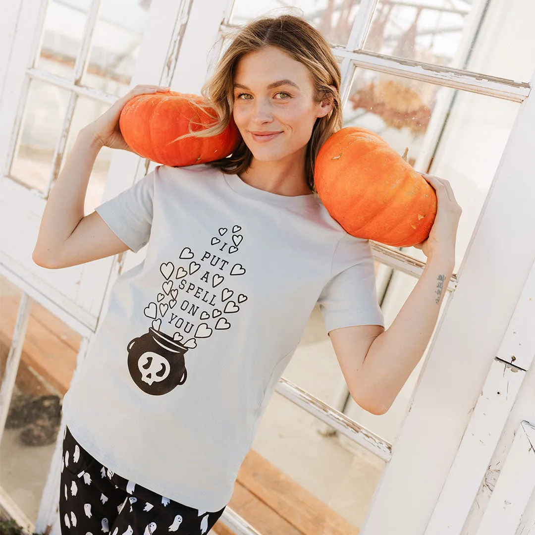 Boyfriend Tee, Grey Cauldron logo point