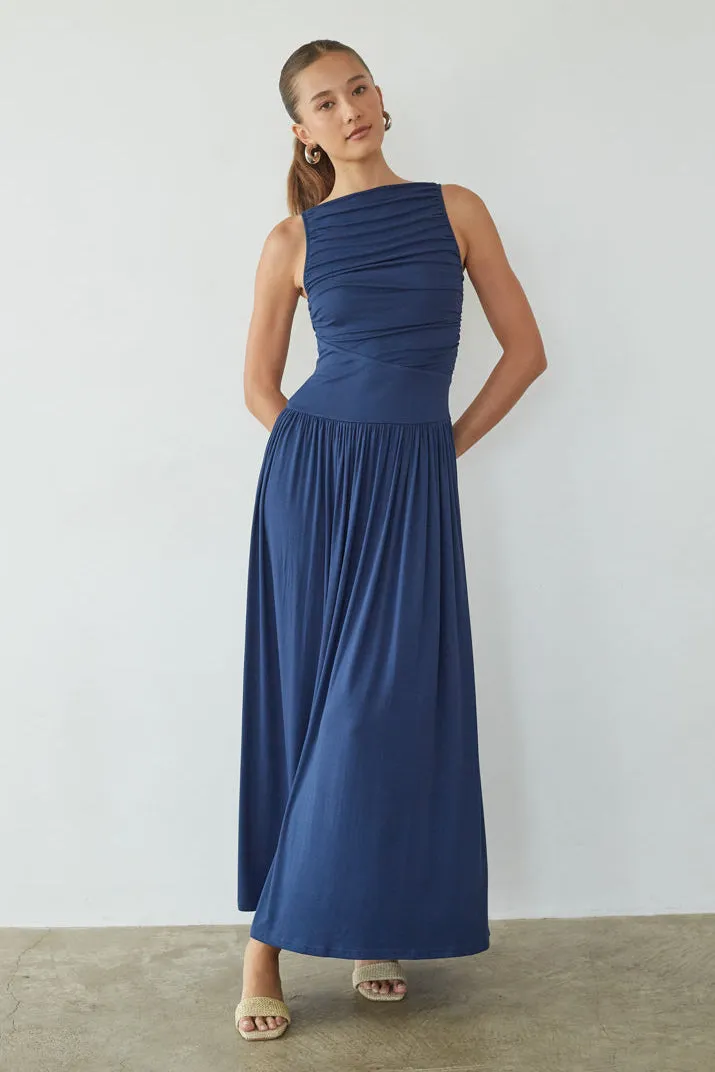 Breana Ruched Maxi Dress coastal vibe