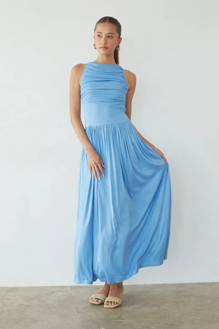Breana Ruched Maxi Dress coastal vibe